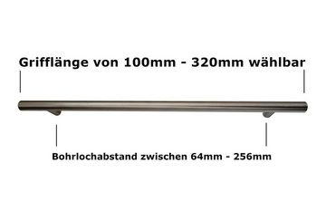 Provance Möbelgriff 6 - 20 x Edelstahl Möbelgriff 320mm Bohrlochabstand 256mm (Set, 6-St), Edelstahl