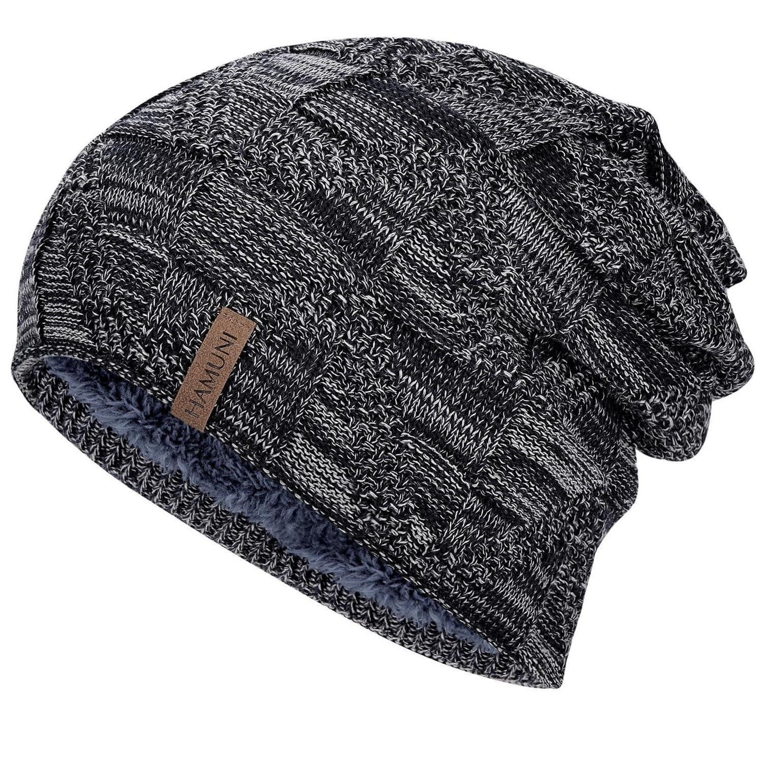 Strickmütze Mütze Damen Herren Beanie Strickmütze Fleece Innenfutter Farbmischung