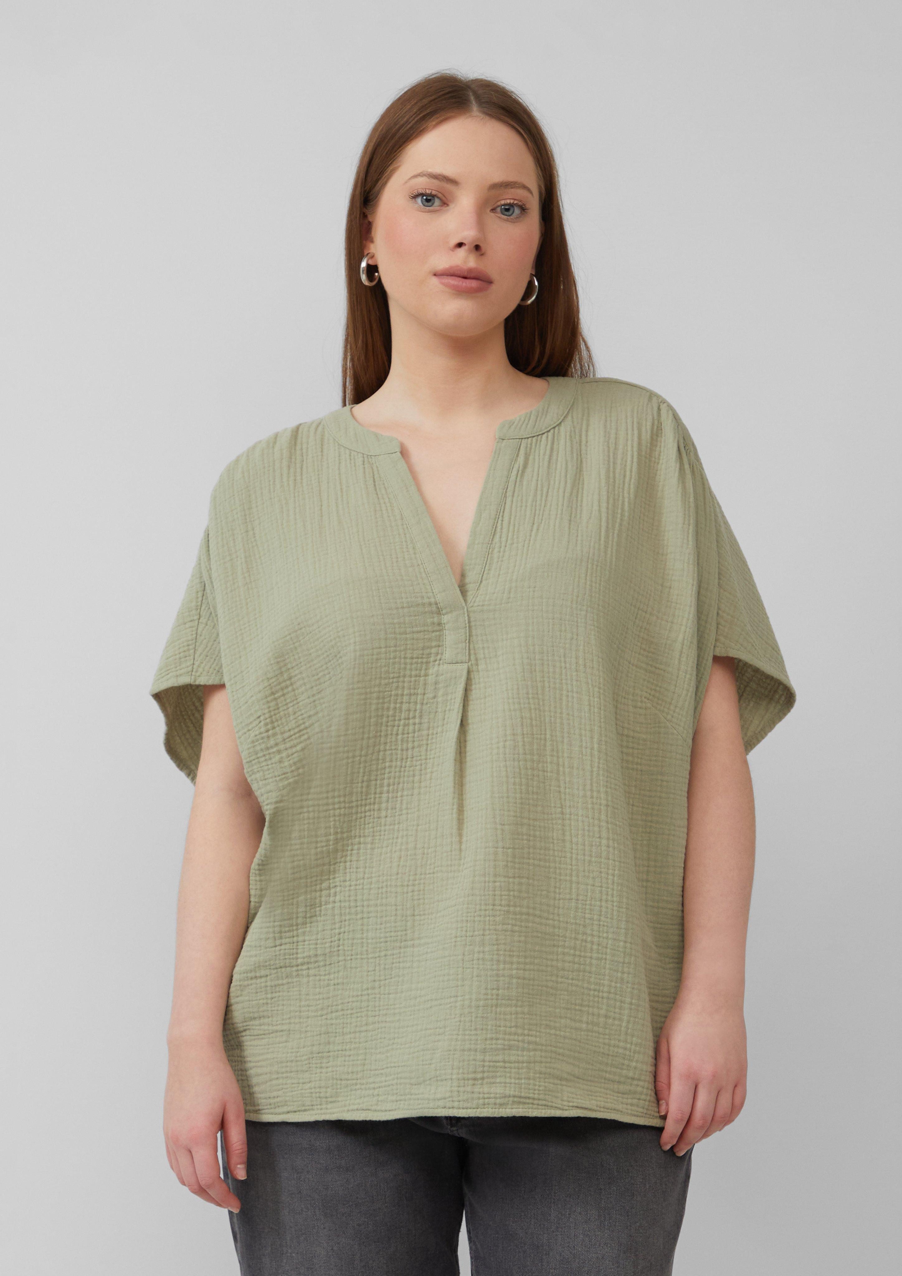 QS Langarmbluse Doubleface-Bluse mit Raffung günstig online kaufen