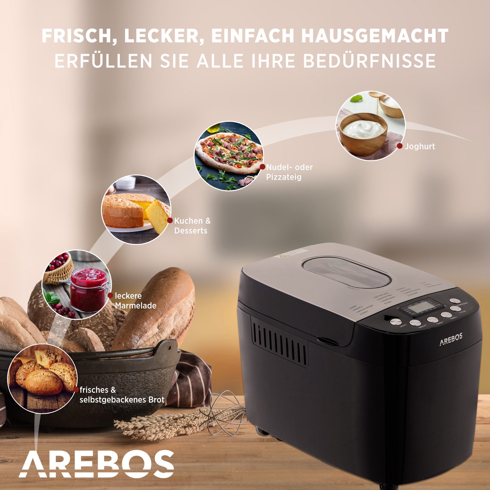 Arebos Brotbackautomat 1500g - Bild 2