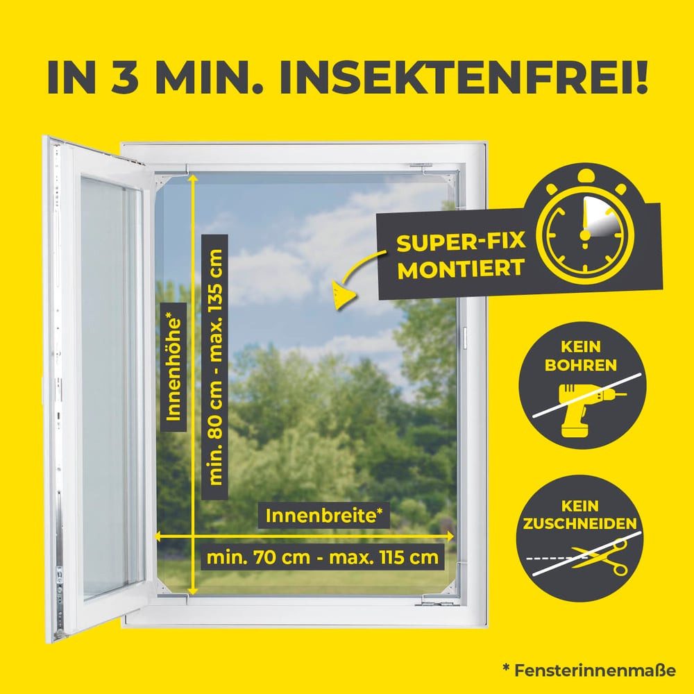 EASYmaxx Insektenschutz-Fensterrahmen Insect Protect, Teleskop-Insektenschutzgitter, weiß, (2-St), Fliegengitter Fenster, mit vormontierten Rahmen, Insektenschu – Bild 4 von 5