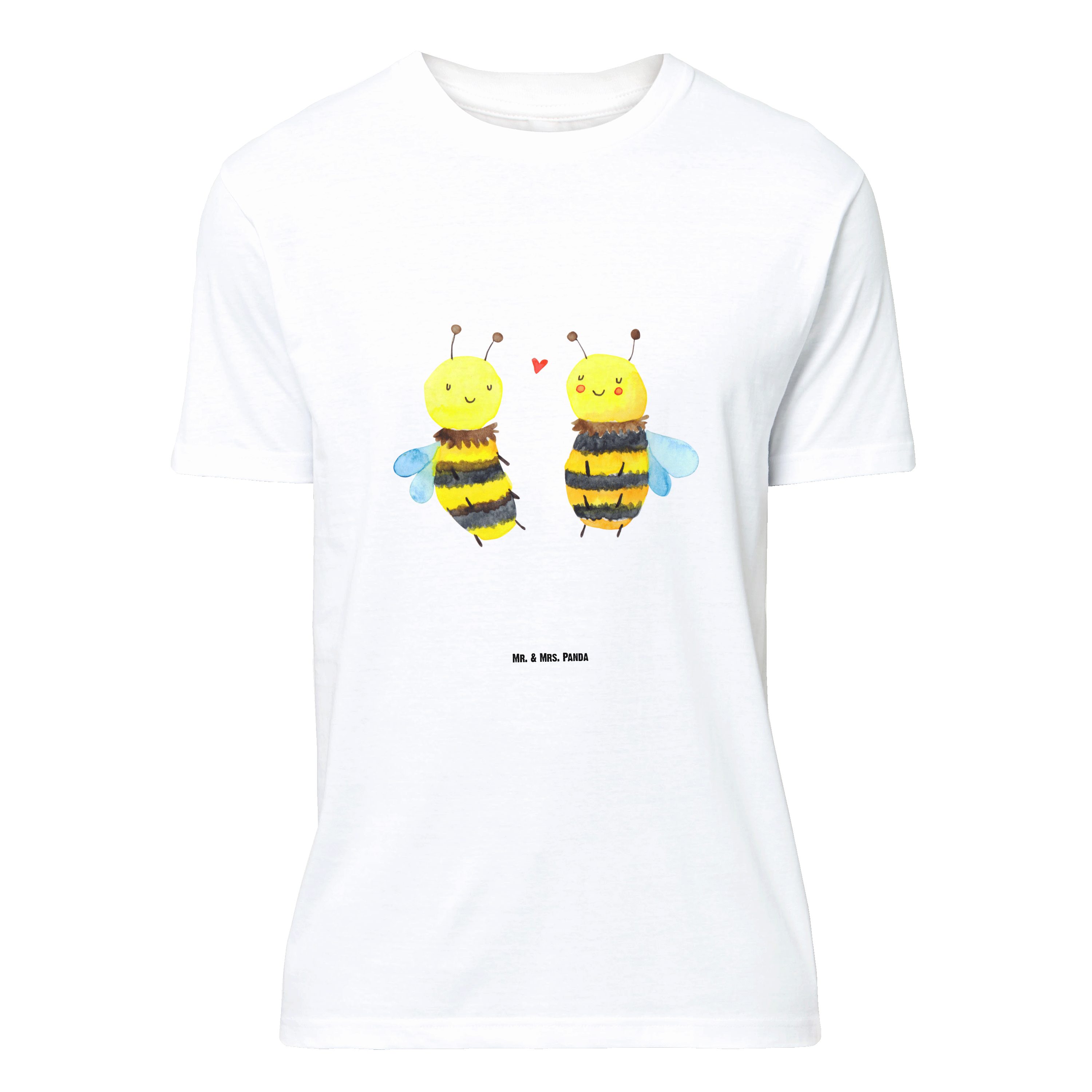 Mr. & Mrs. Panda T-Shirt Biene Verliebt, Größe L T-Shirt, Weiß, Tshirt, T-Shirt mit Spruch, Sh (Packung) Tshirt T-Shirt mit Spruch Biene