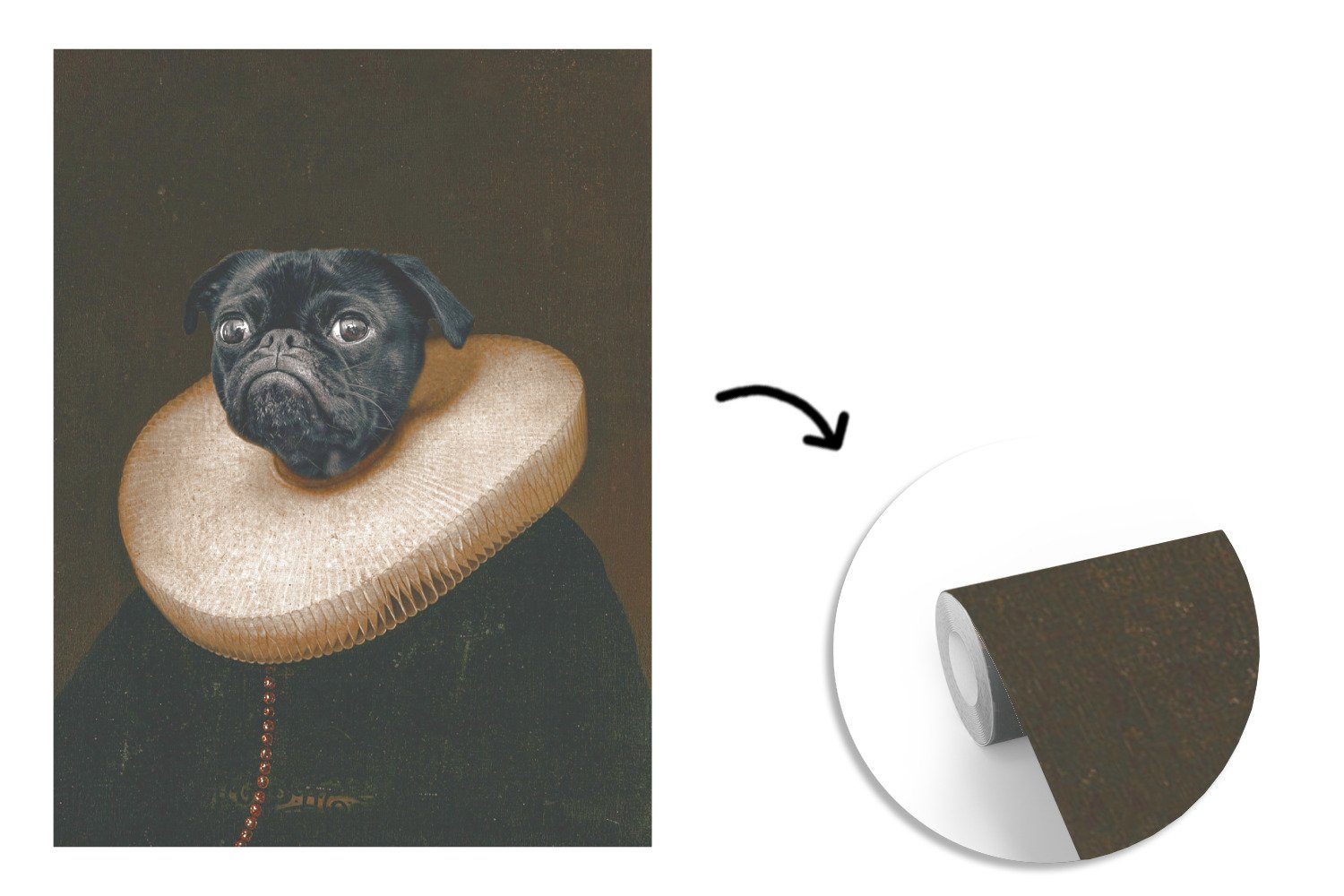 MuchoWow Fototapete Hund - Wandtapete St), (4 bedruckt, Meister, Vinyl für Matt, Montagefertig Tapete Wohnzimmer, - Alte Malerei