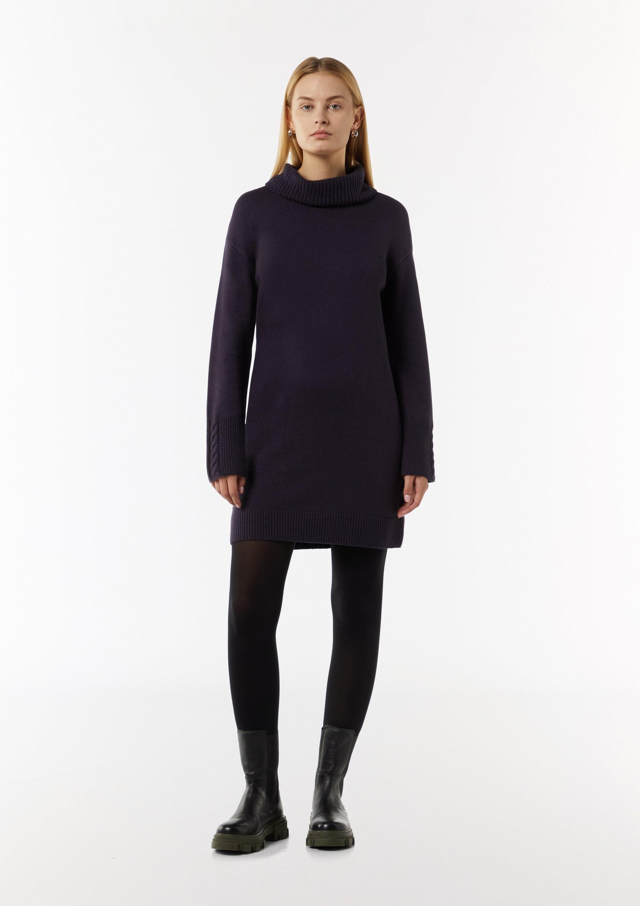 comma Minikleid Kleid Mini-Strickkleid mit Zopfdetail am Ärmel