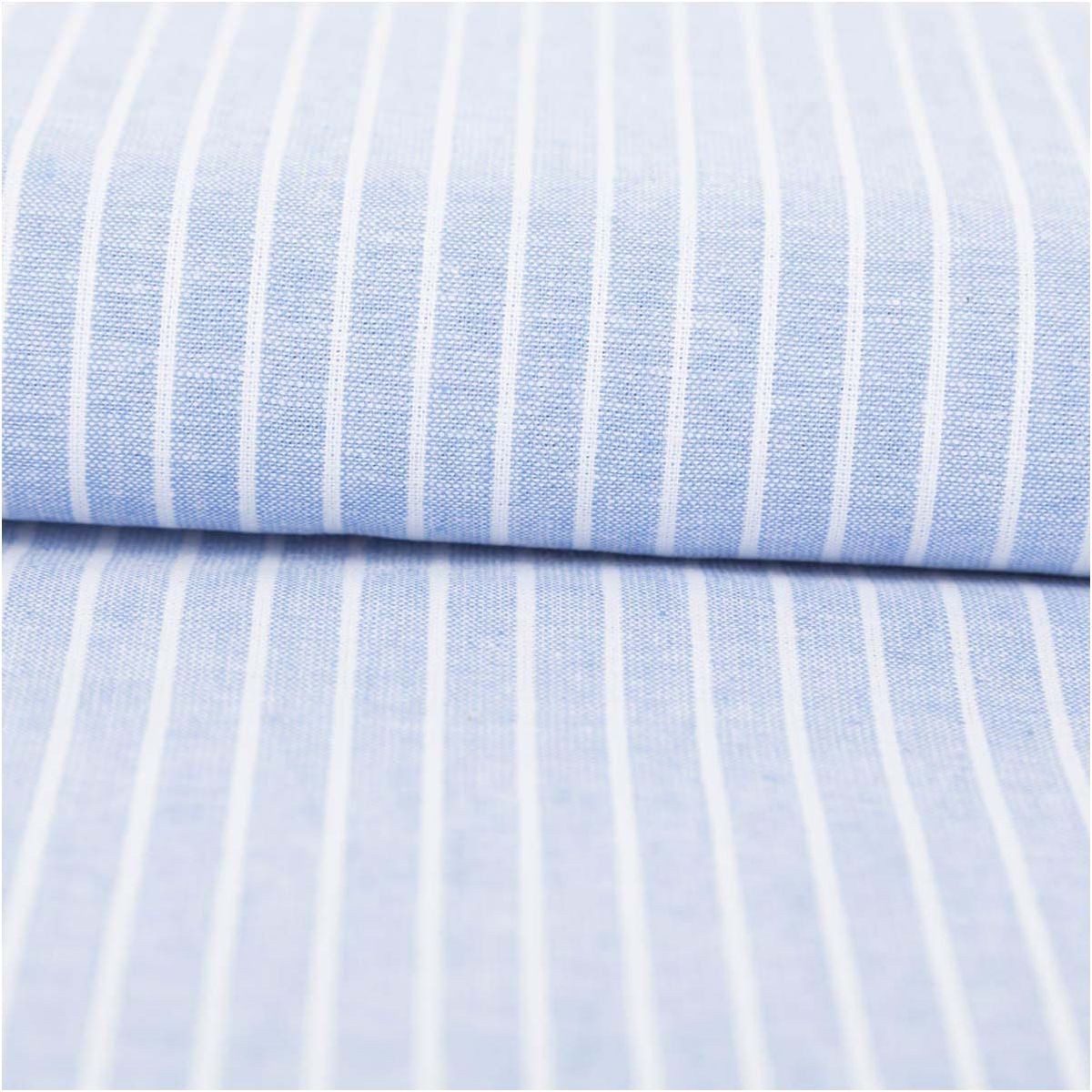 SCHÖNER LEBEN. Stoff Leinenstoff Meterware Baumwollstoff Chambray Streifen hellblau 1,38m, atmungsaktiv