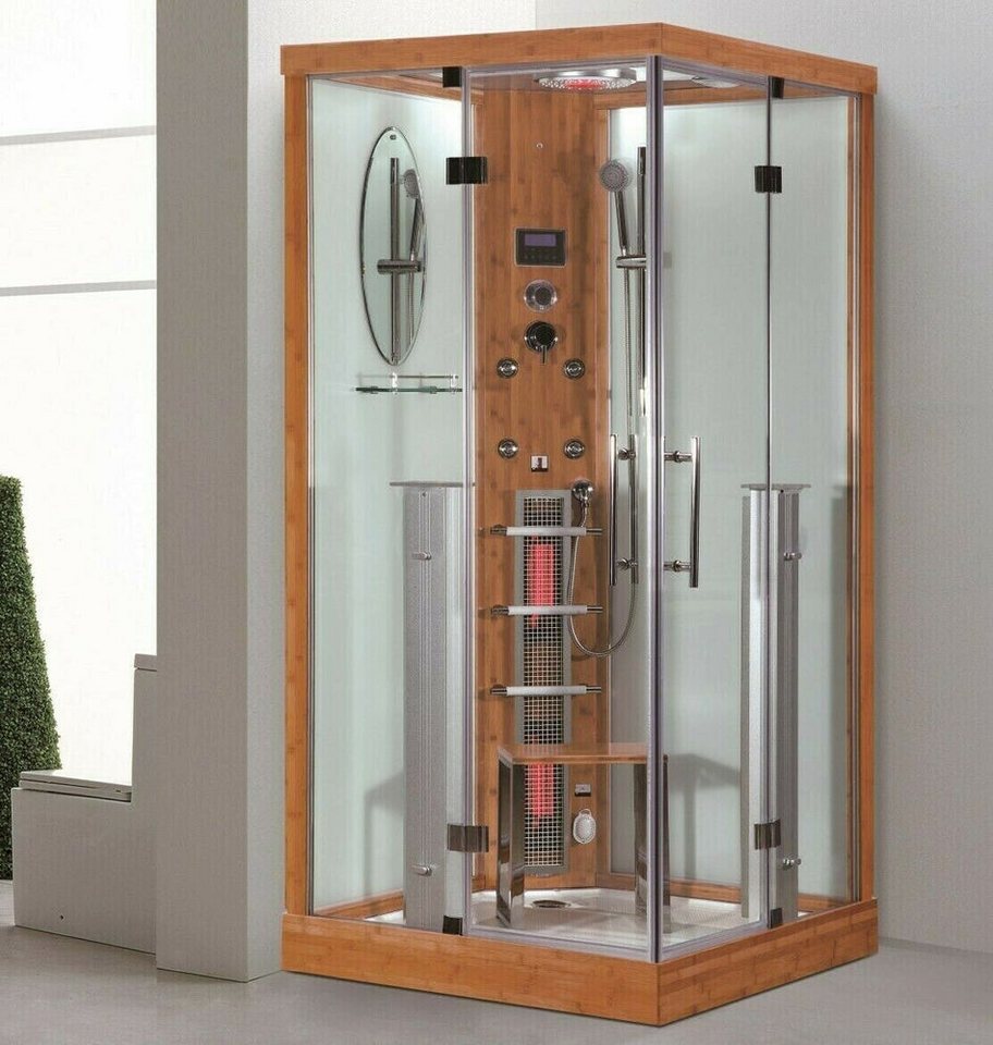 Thumbnail - DEKO VERTRIEB BAYERN Infrarotkabine Luxus LED Dampfdusche+Infrarotsauna Kombi Bambus Holz Infrarot Sauna