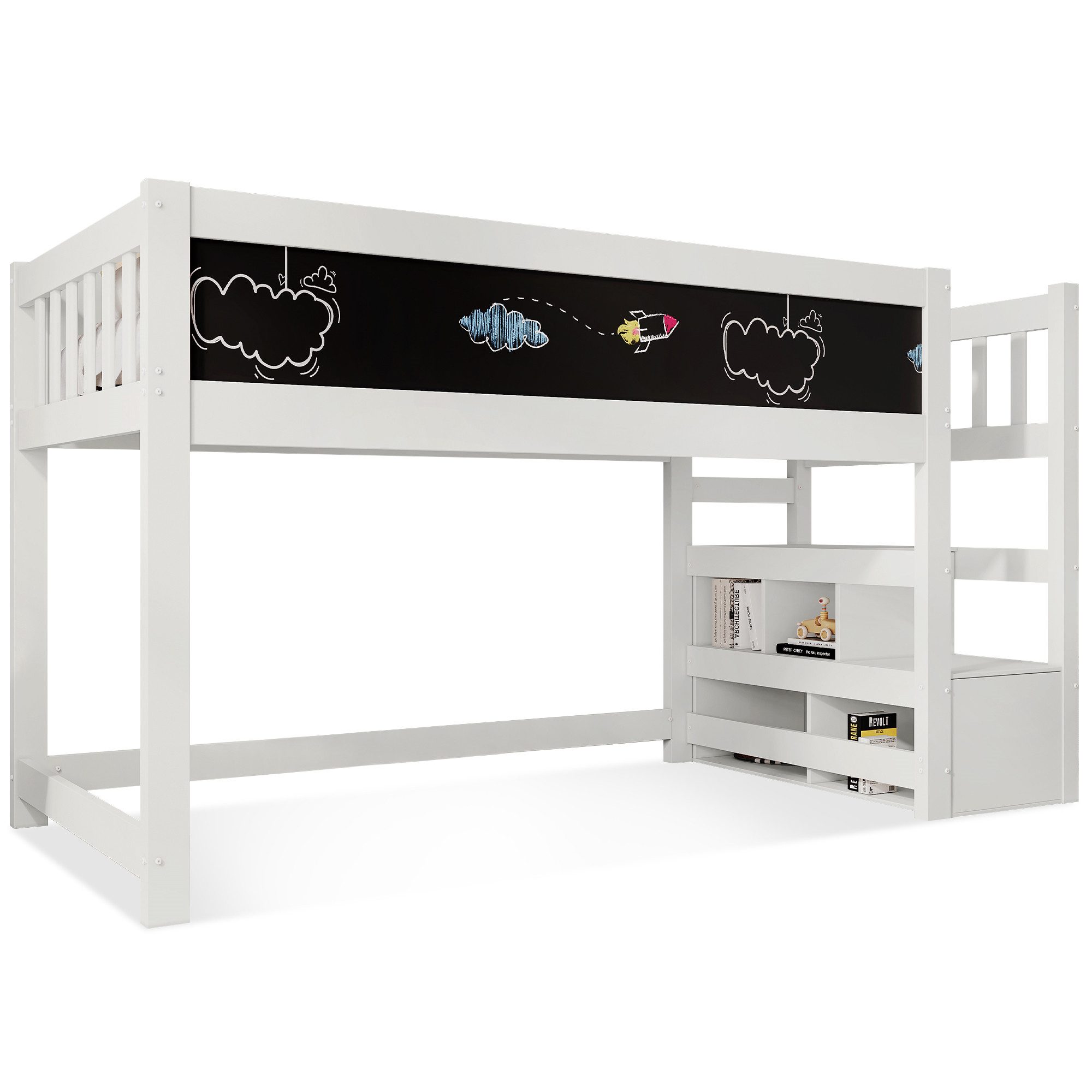 Flieks Kinderbett, Massivholz Hochbett mit Tafel günstig online kaufen