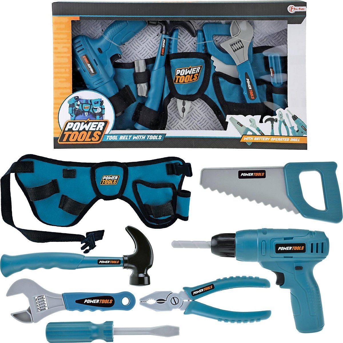Toi-Toys Kinder-Werkzeug-Set »POWER TOOLS Werkzeugset Hüfttasche mit  Werkzeug für Kinder«