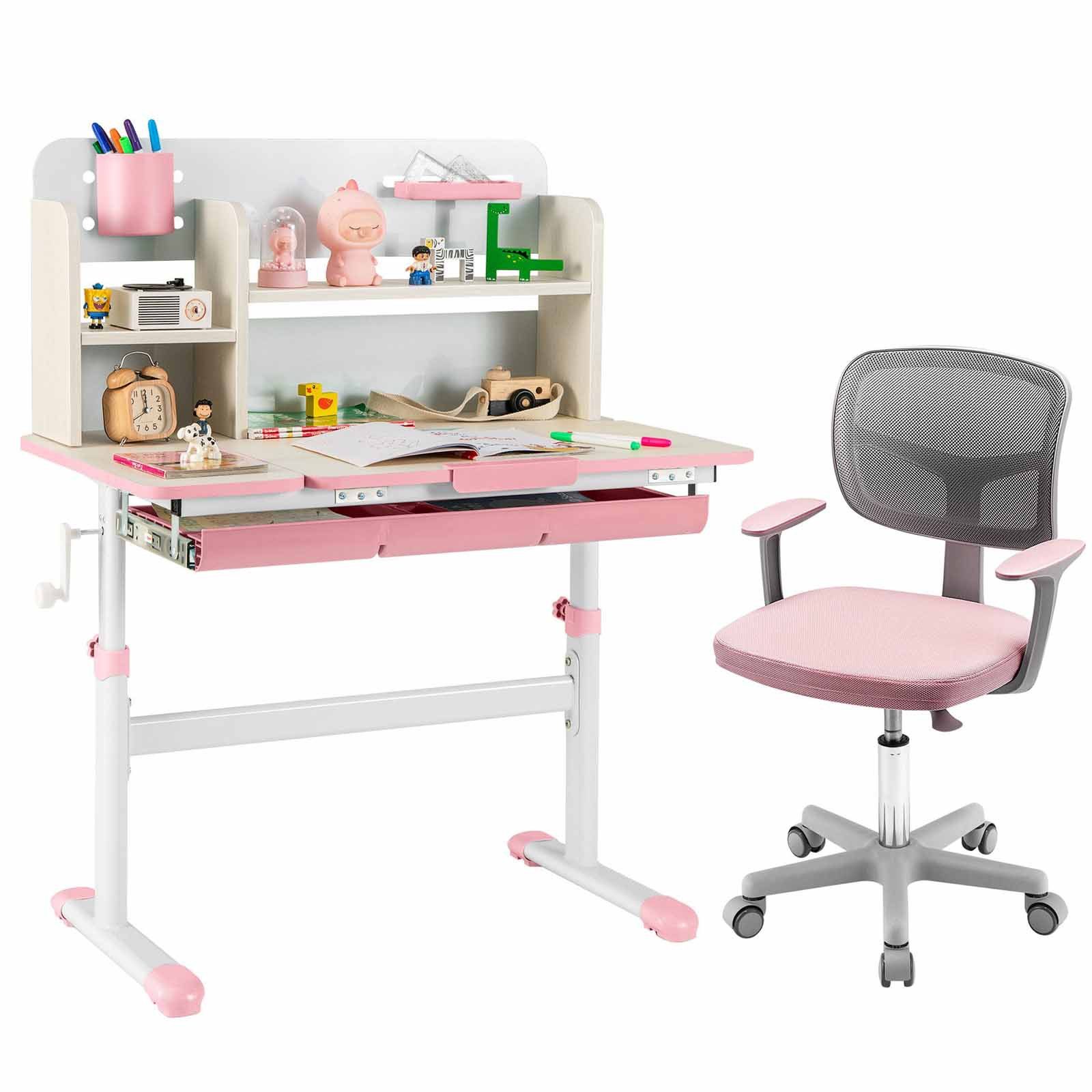 COSTWAY Kinderschreibtisch mit Stuhl Set, höhenverstellbar, günstig online kaufen