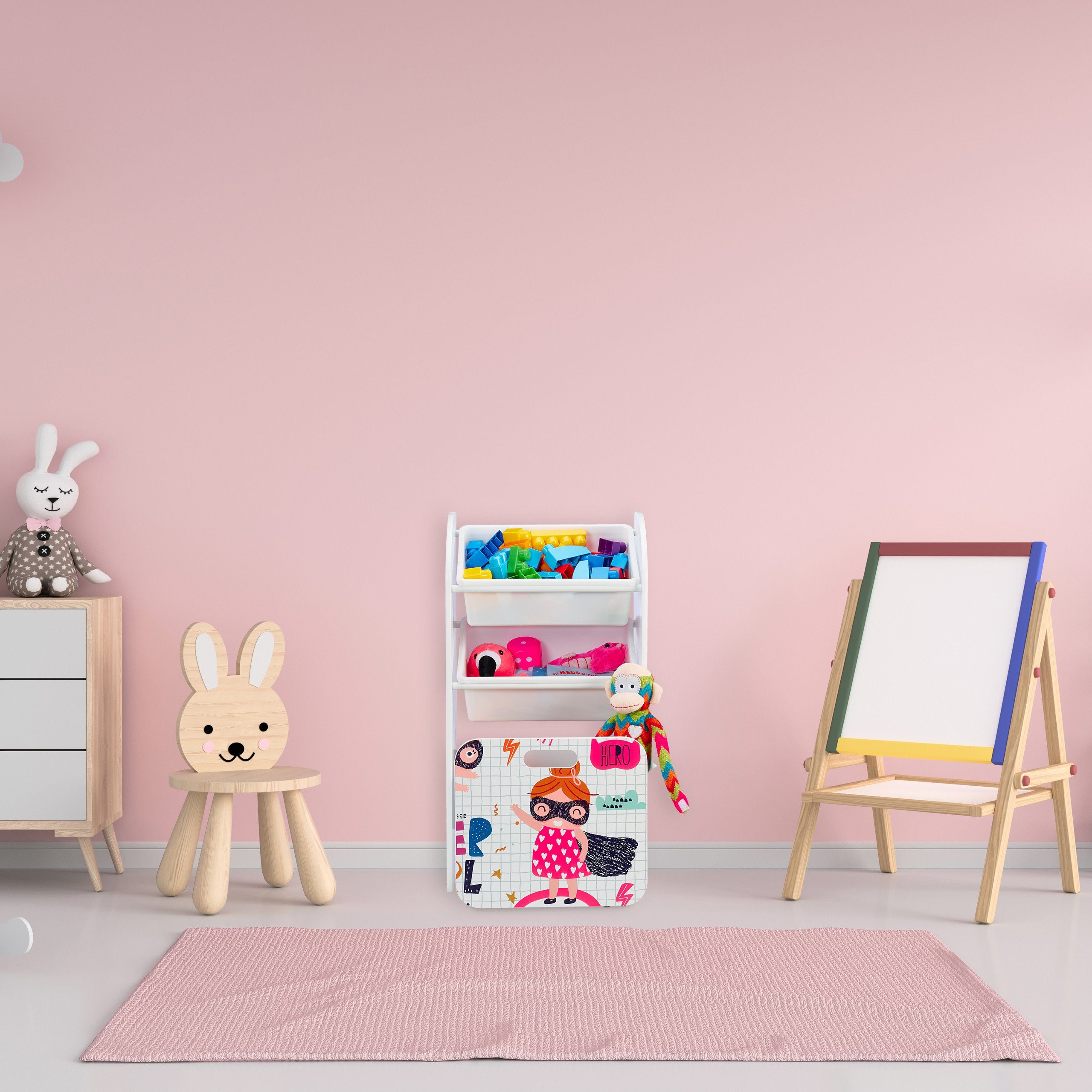 relaxdays Standregal Schmales Kinderregal mit Heldin günstig online kaufen