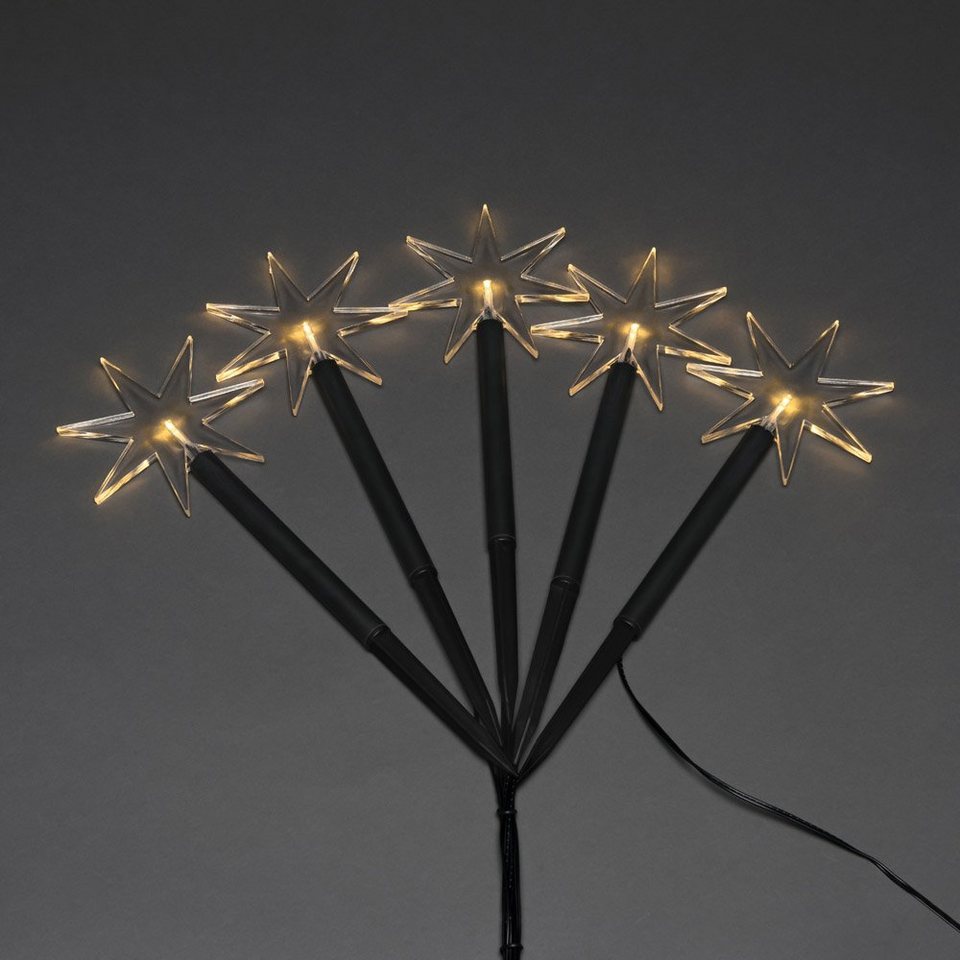 KONSTSMIDE LED Gartenleuchte Spiessleuchte mit 5 Sternen, Weihnachtsdeko  aussen, LED fest integriert, Warmweiß
