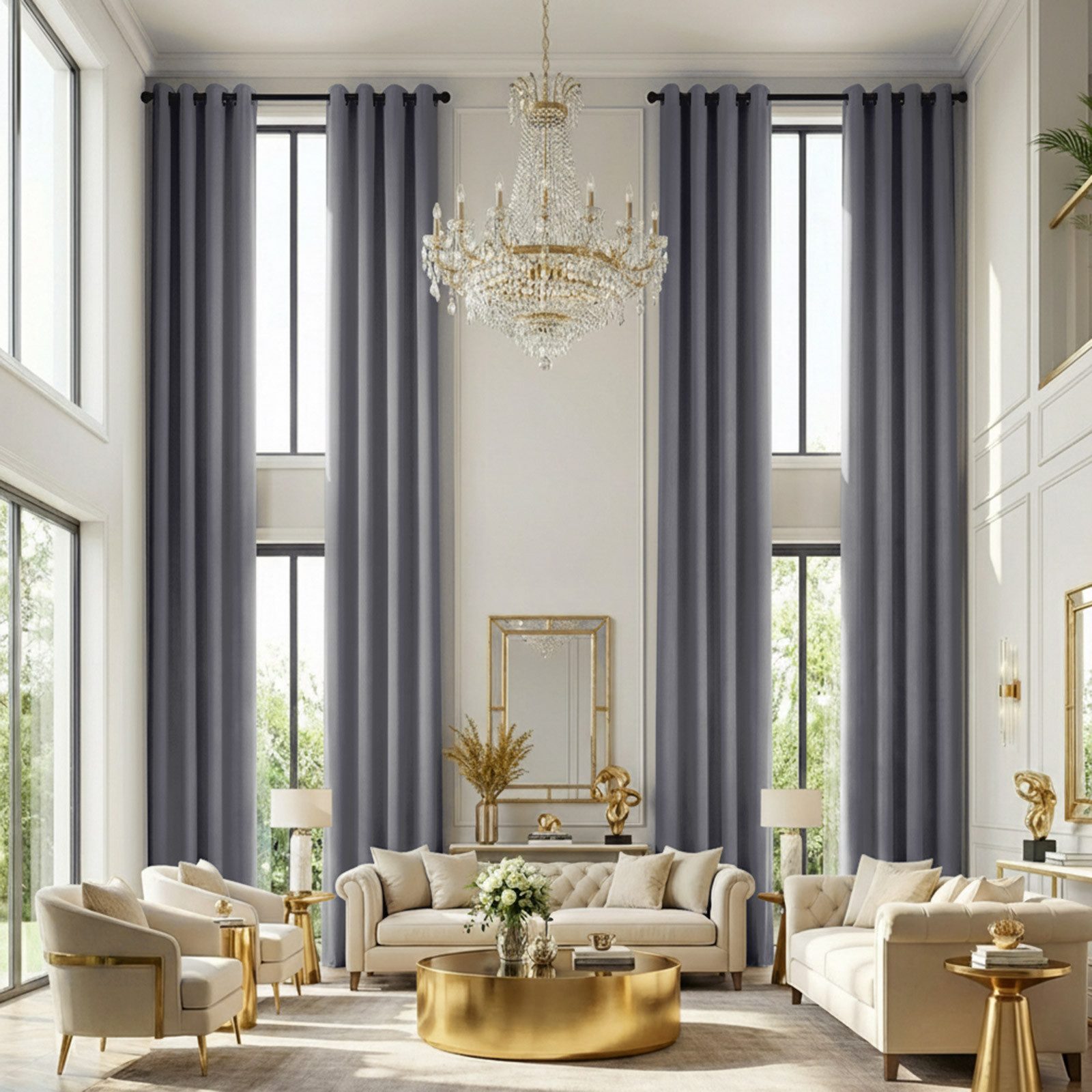 Jibenhome Gardine Extra lang Verdunkelungsvorhang mit Ösen, Höhe 365cm/548cm (1 St), Thermo 2 Stroy Gardine für Wohnzimmer mit hohen Decken