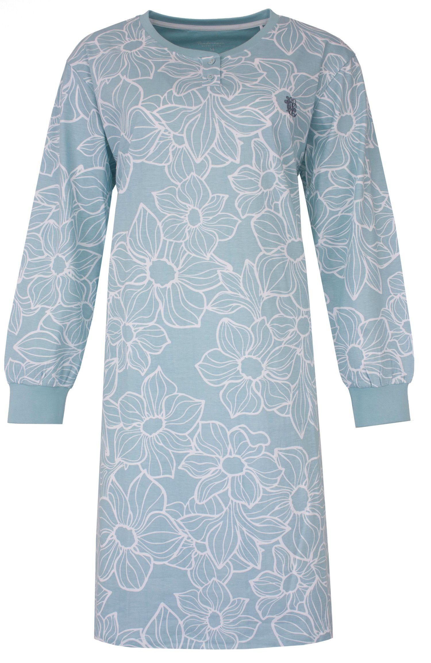 Tenderness Nachthemd Damen Schlafshirt mit langem Arm und Bündchen (1-tlg) Baumwolle