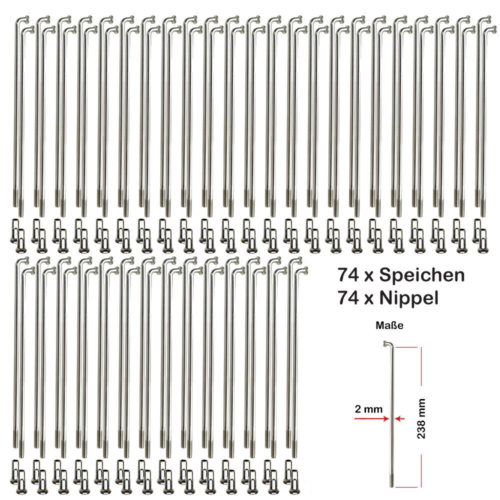 Fahrrad-Laufrad 74 Stück Speichen 238mm Spokes silber VERZINKT