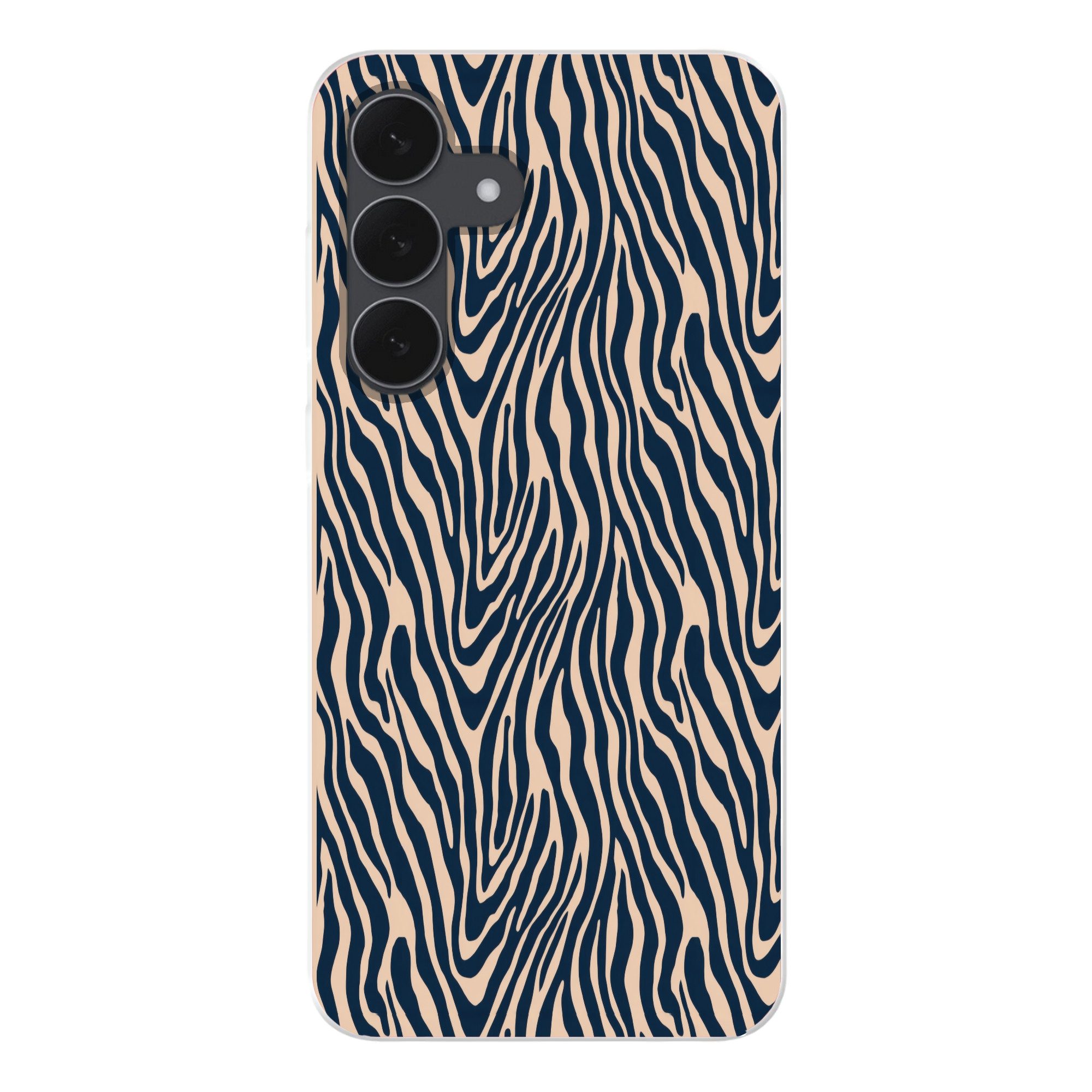MuchoWow Handyhülle für Samsung Galaxy S25 FE Zebra - Muster - Blau - Beige, Smartphone-Bumper, Print, Handy Schutzhülle Dünn