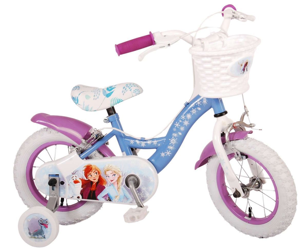Volare Kinderfahrrad 12 Zoll Kinder Mädchen Fahrrad Rad Frozen 2 Eiskönigin Elsa 21279-SAFW, 1 Gang, Korb,Stützräder,Kettenschutz,Schutzbleche
