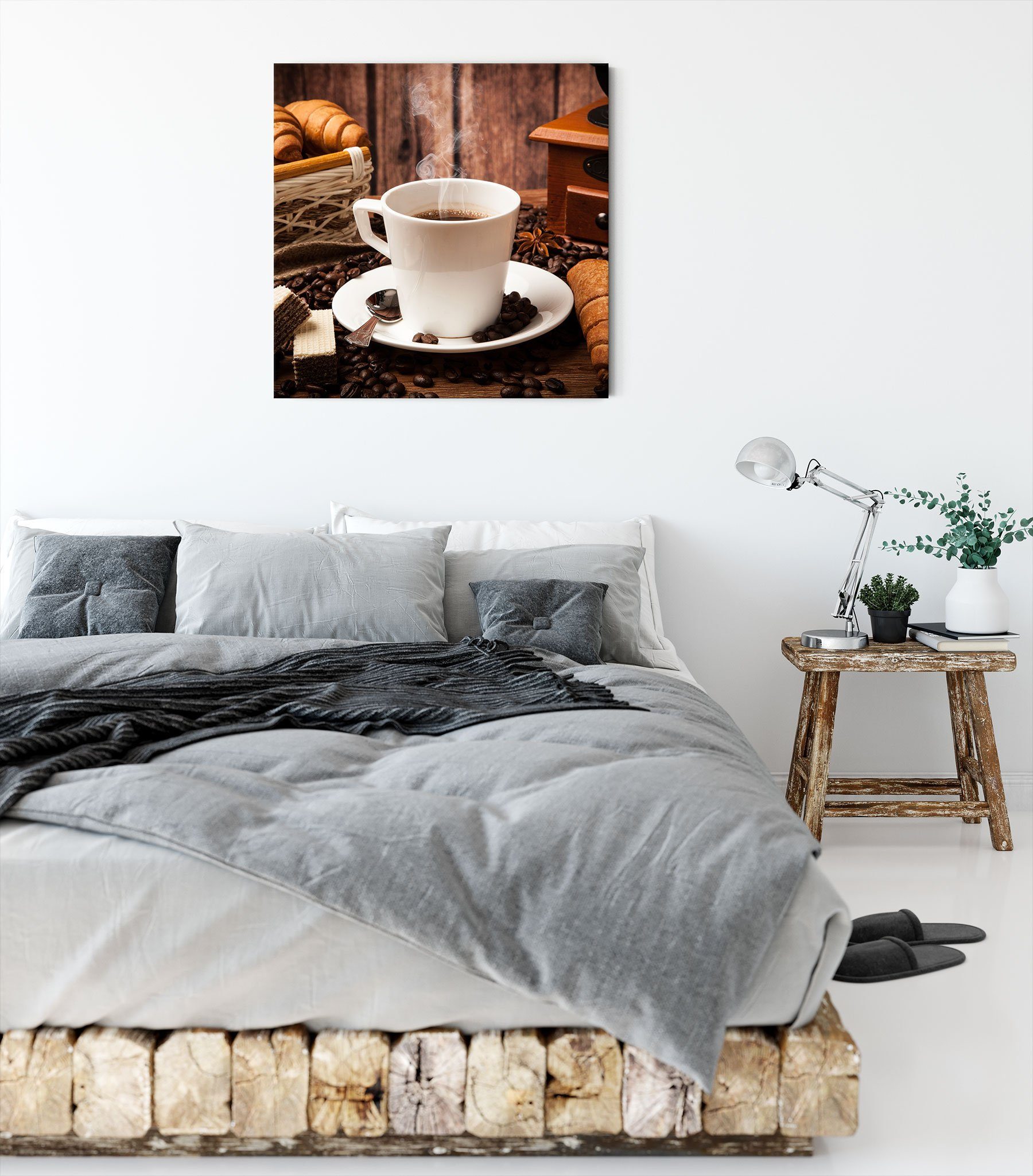 Pixxprint Leinwandbild heißer aufgebrühter Kaffee, St), fertig bespannt, Kaffee inkl. heißer (1 Leinwandbild Zackenaufhänger aufgebrühter
