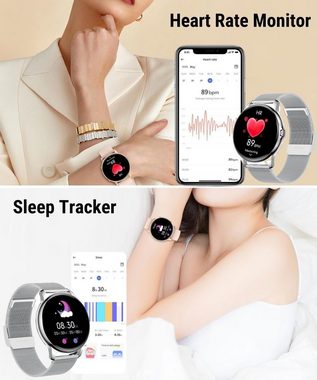 HOAIYO mit Pulsmesser Musiksteuerung Schrittzähler Wasserdicht Smartwatch (1.3 Zoll, Android iOS), mit Bluetooth Anrufen Fitness Tracker Armbanduhren Fur Herren Sportuhr