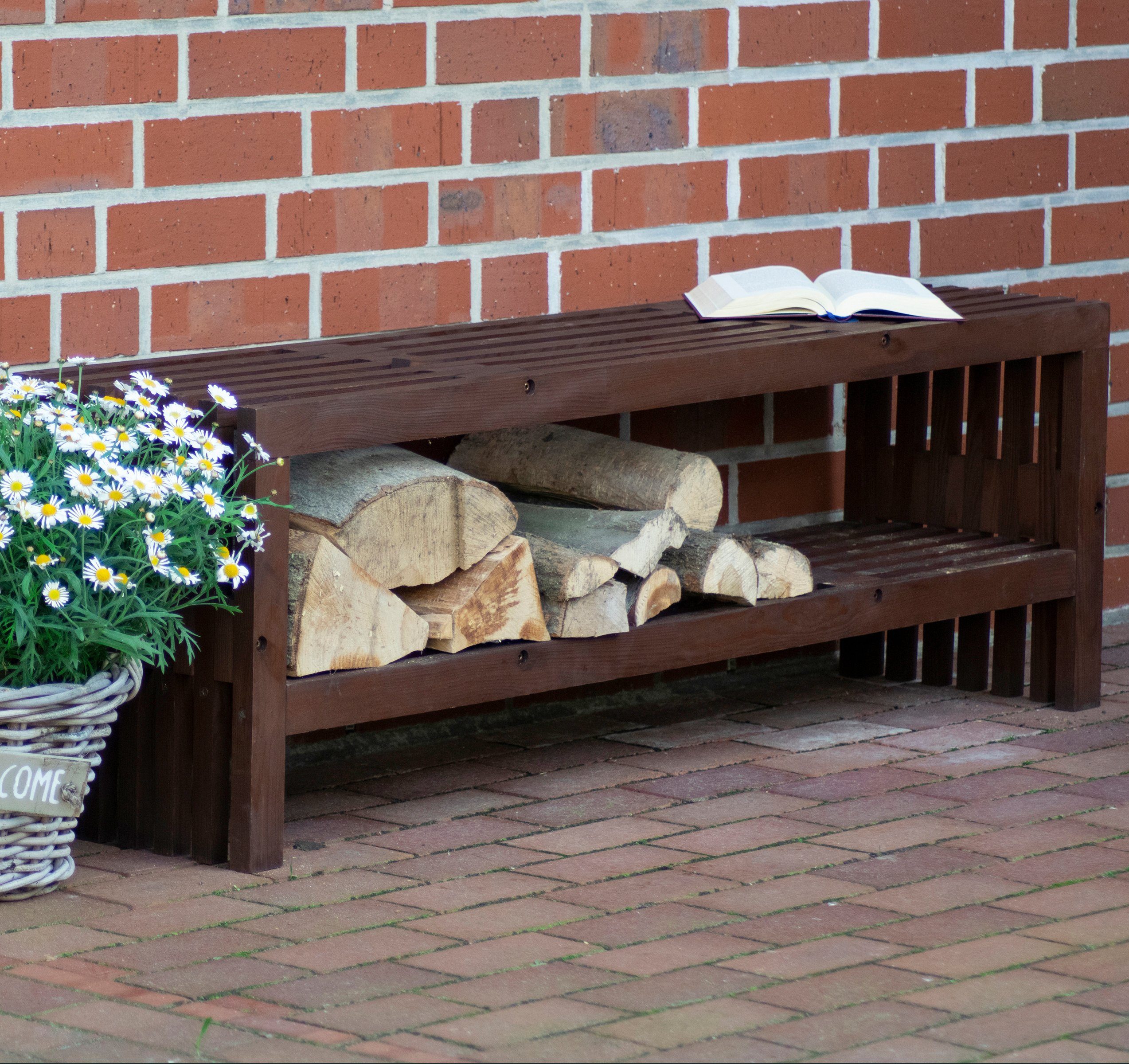 dobar Kaminholzregal Svensson, BxTxH:138x31x45 cm, Gartenbank mit Stauraum