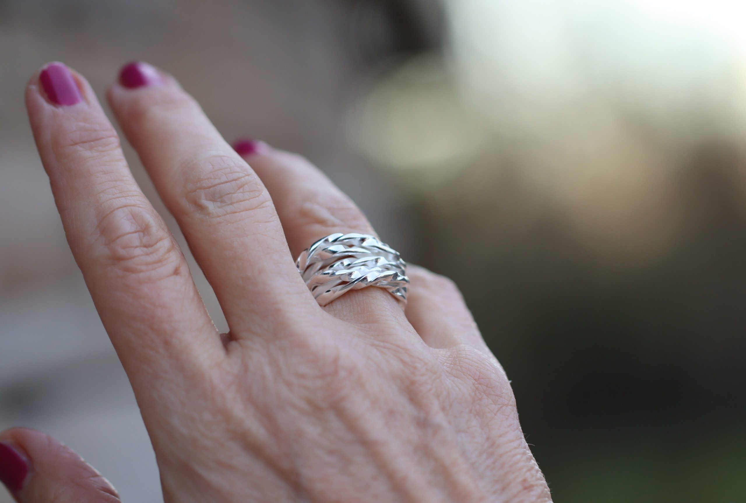 SILBERMOOS Silberring Wickelring "Fest umschlungen", 925 Sterling Silber