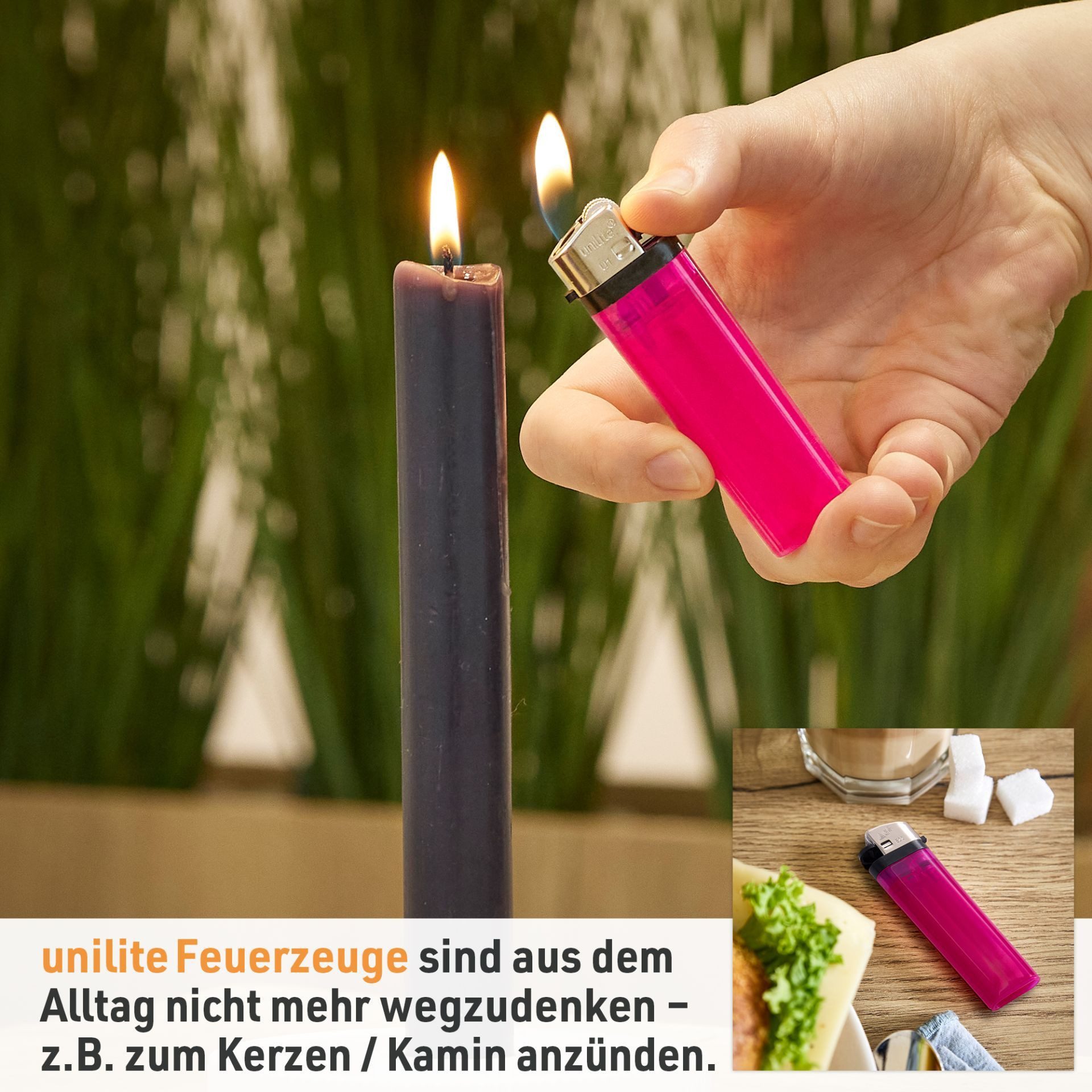 Unilite Feuerzeuge Reibrad 10er Set, befüllt in 5 Farben (10-St), Gasfeuerzeug, Einwegfeuerzeug, Feuerzeug, Mini Lighter – Bild 5 von 5