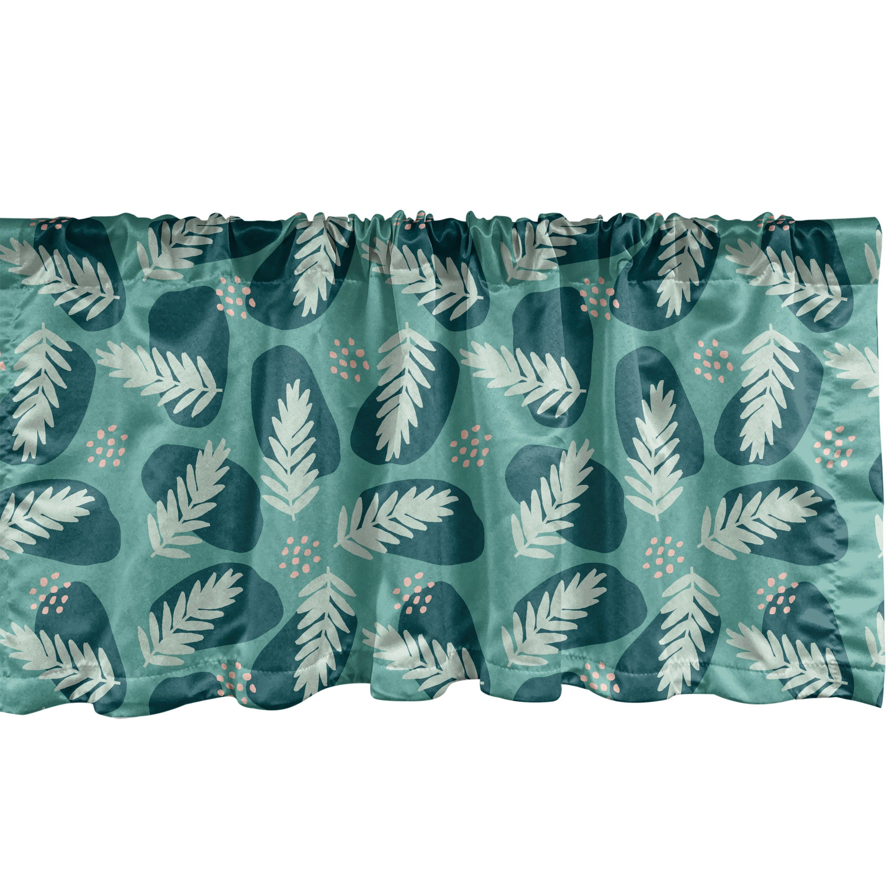 Scheibengardine Vorhang Volant für Küche Schlafzimmer Dekor mit Stangentasche, Abakuhaus, Microfaser, Exotisch Begrünten Dschungel Plants