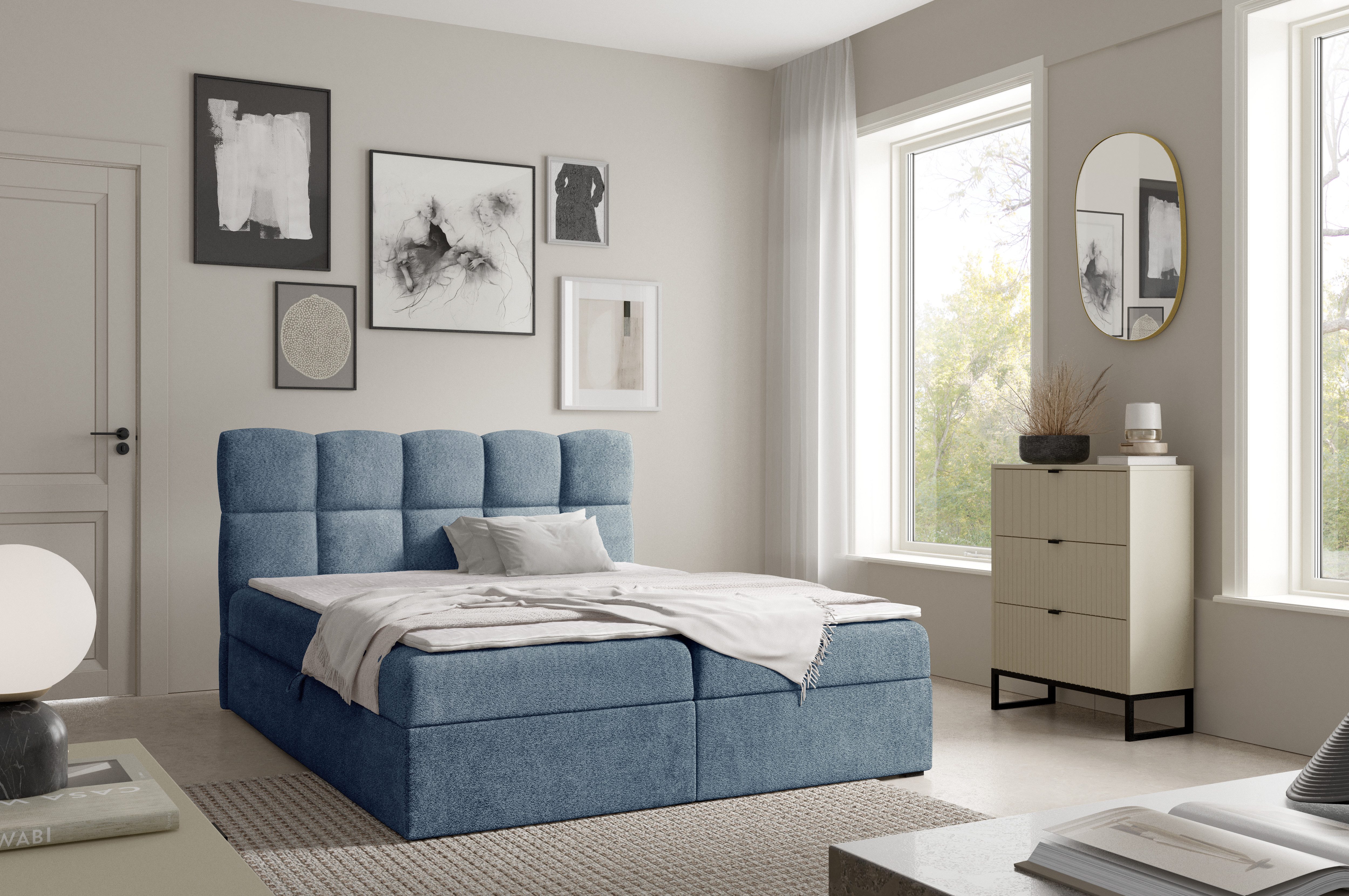 yourhouse24 Boxspringbett Negros, Doppelbett mit Bonell-Matratze günstig online kaufen