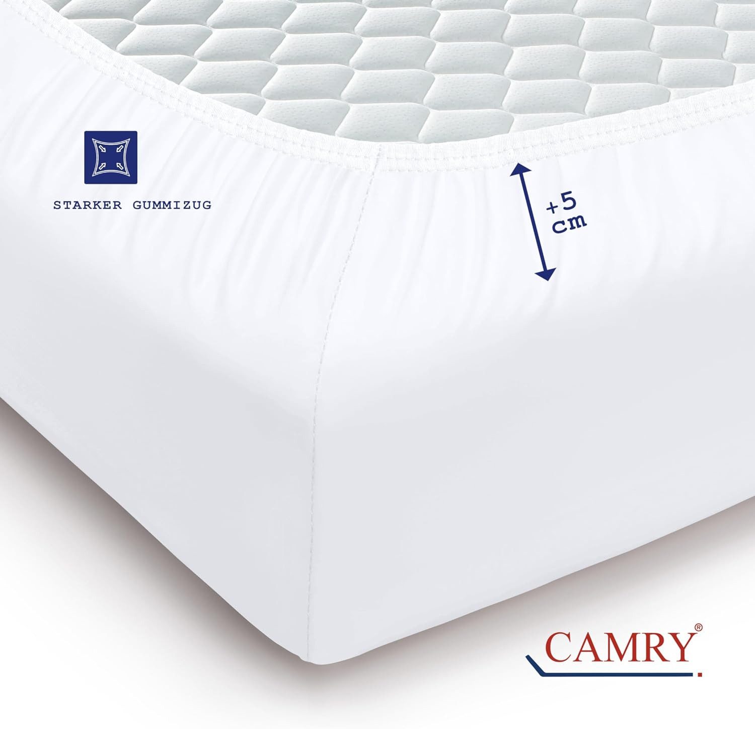 Camry Spannbettlaken CLASSIC Jersey 100% Baumwolle Spannbetttuch atmungsaktiv Gummizug, Jersey Baumwolle, Gummizug: rundum, 100% Baumwolle, alle Matratzenhöhen, – Bild 4 von 5