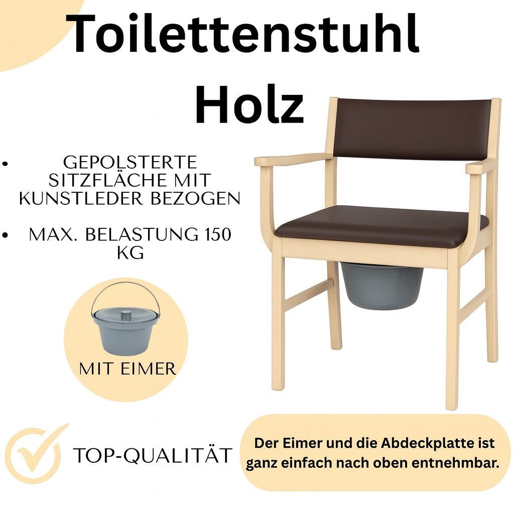 Sundo Homecare Toiletten-Stuhl Toilettenstuhl Holz hell, gepolstert, mit Ei günstig online kaufen