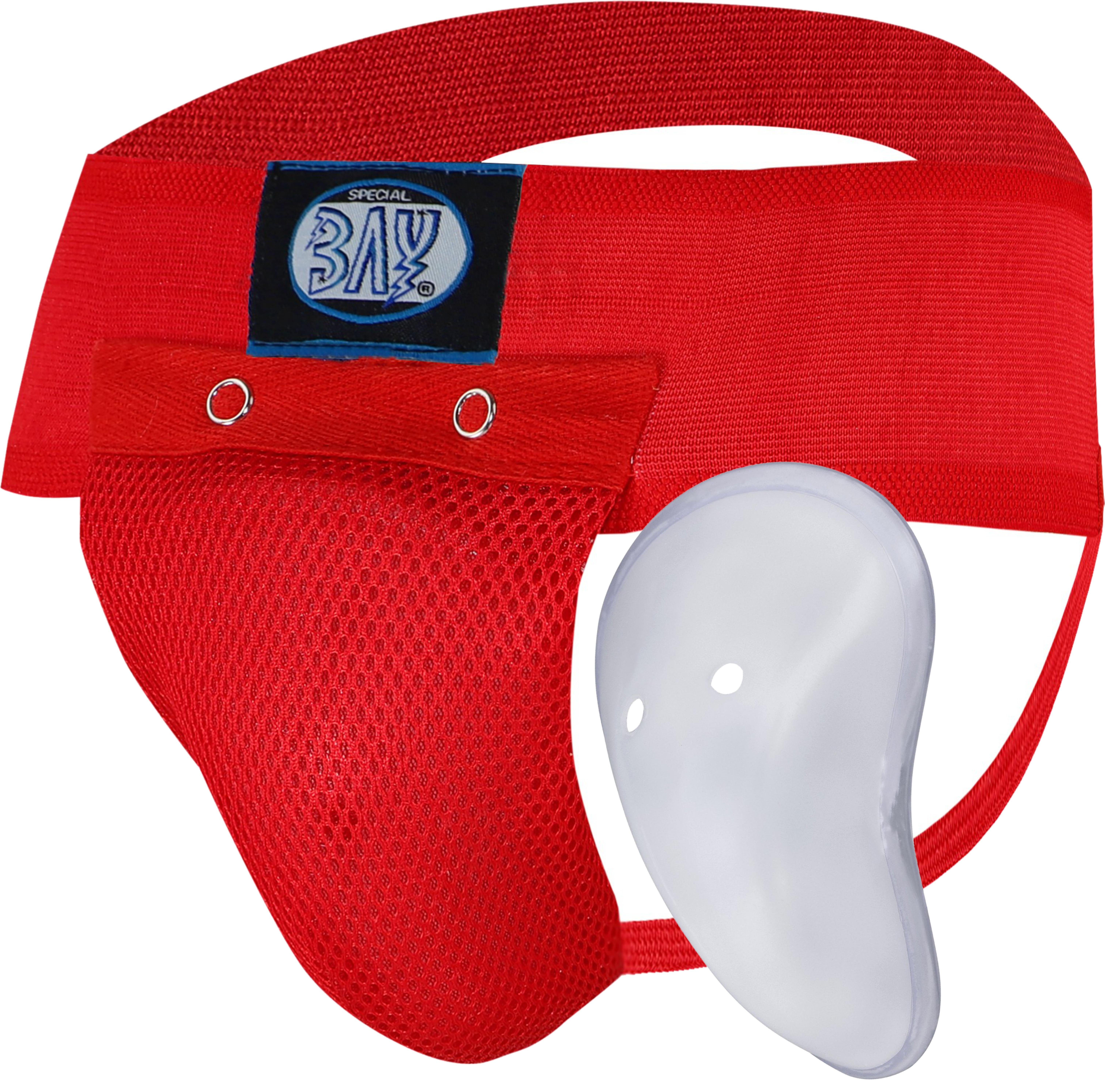 BAY-Sports Tiefschutz Keep Herren Jungen Suspensorium Sport ROT Tiefschützer Unterleibschutz (Mesh Gewebe, 2 Teile), Für Erwachsene und Kinder, Mit Pantalbecher, Kampfsport, Ballsport