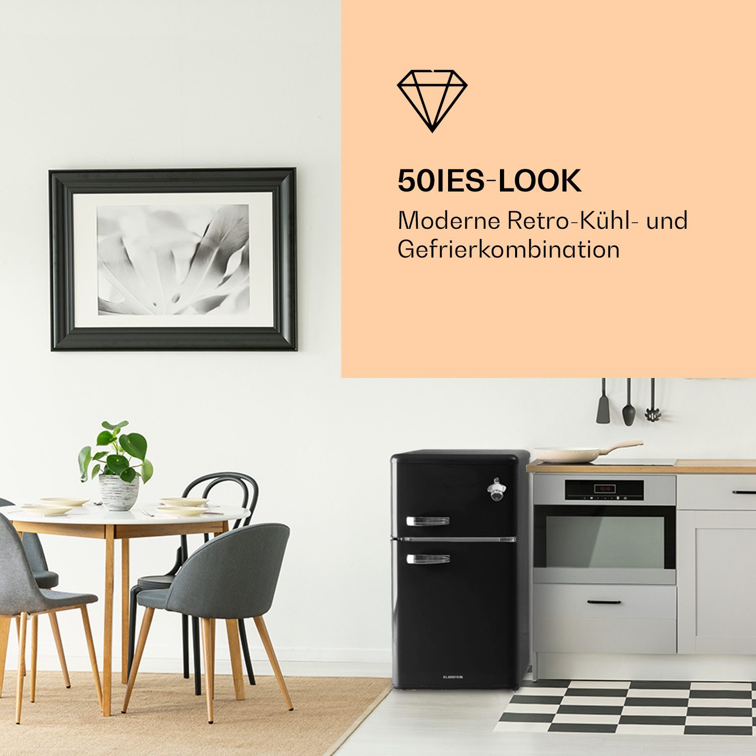 Klarstein Kühl-/Gefrierkombination 10045924, 84.5 cm hoch, 47 cm breit, Kühl-Gefrierschrank Mini Fridge Haus Getränkekühlschrank