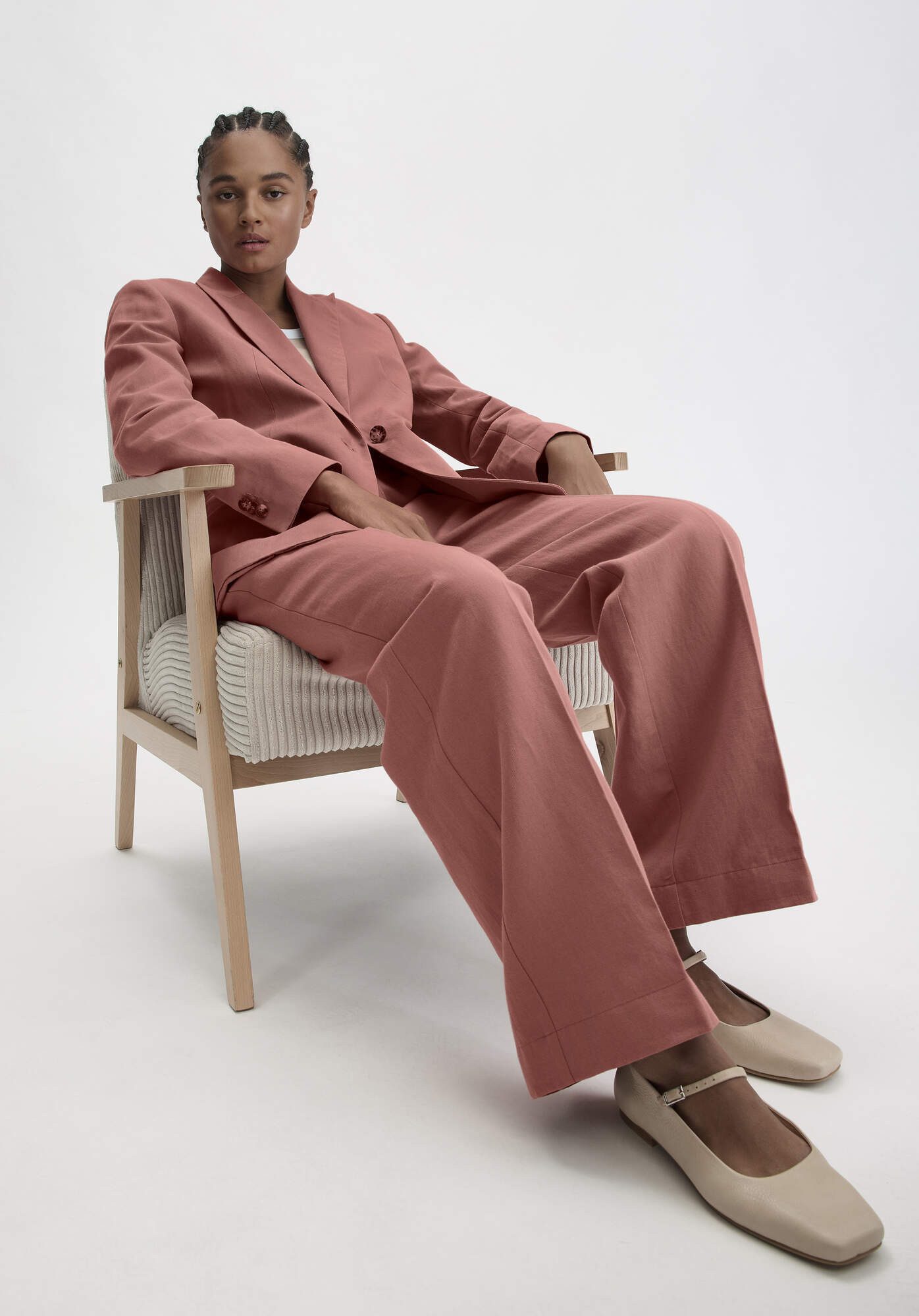 Hessnatur Longblazer aus Bio-Baumwolle mit Leinen (1-tlg)