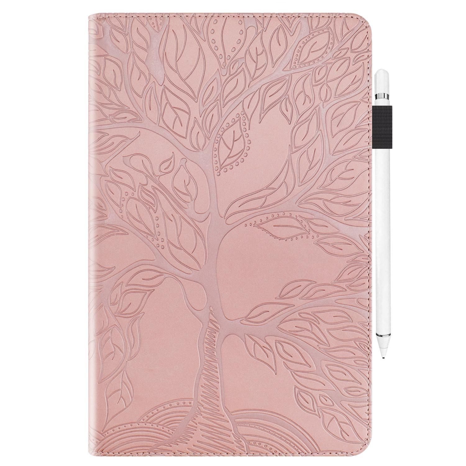 Wigento Tablet-Hülle Für Samsung Galaxy Tab S11 Ultra Baum Design Kunstleder Tasche Pink, Baum Design Hülle mit Standfunktion und Kratzschutz