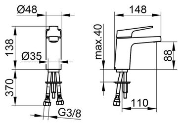 Keuco Waschtischarmatur Elegance Einlochmontage, 13,8 cm Höhe