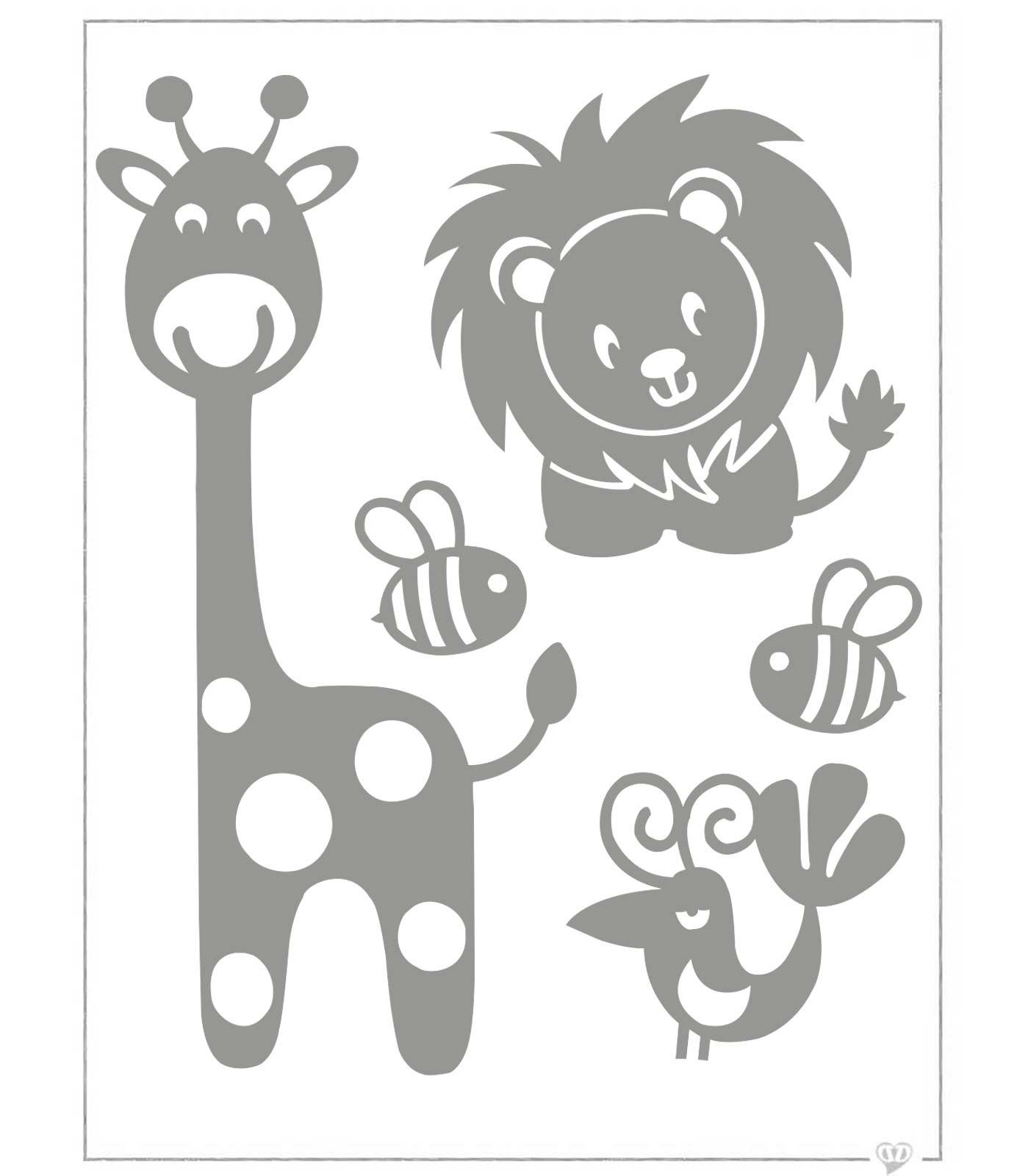 maDDma Patchies Applikation Reflektierende Aufbügler Bügelbild Motivauswahl, Kunststoff, Löwe/Giraffe/Biene/Vogel