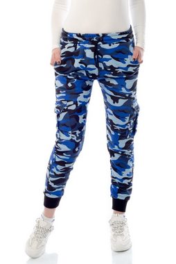 Bongual Cargohose Sweathose Damen Camo Armee Tarnmuster Relaxhose