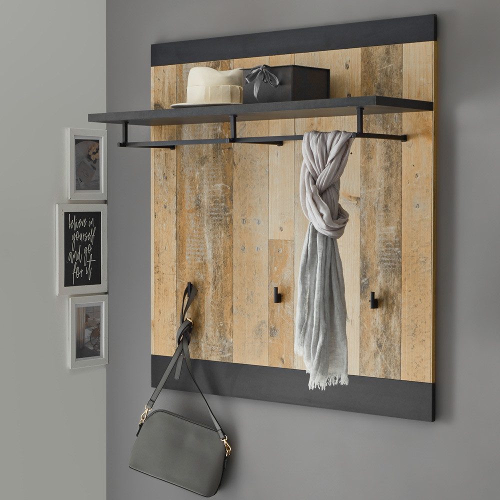 Lomadox Garderobenpaneel SHELTON-61, in Old Style hell Nb. mit anthrazit, B günstig online kaufen