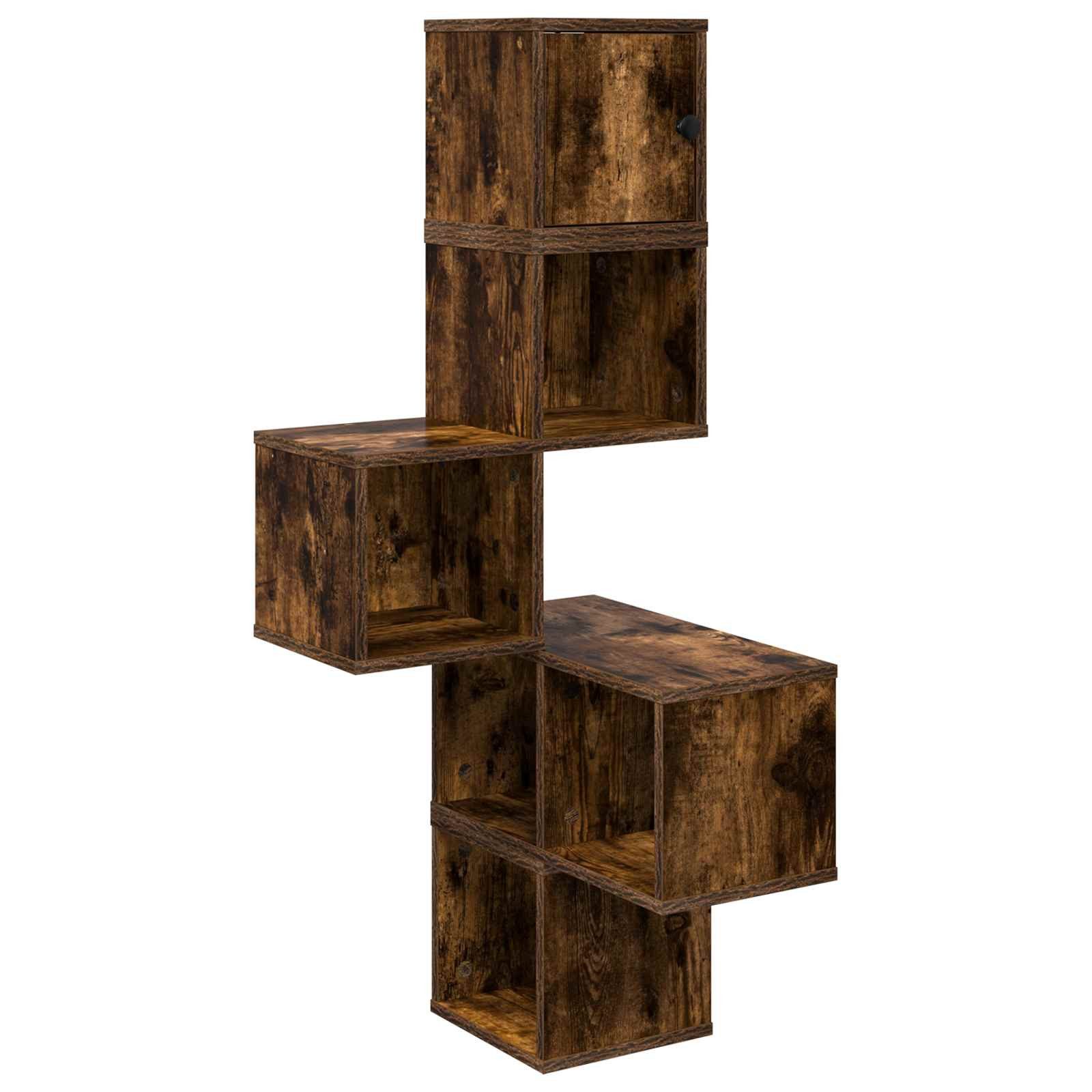 vidaXL Regal Wand-Eckregal Raucheiche 48 x 48 x 120 cm Holzwerkstoff, 1-tlg.