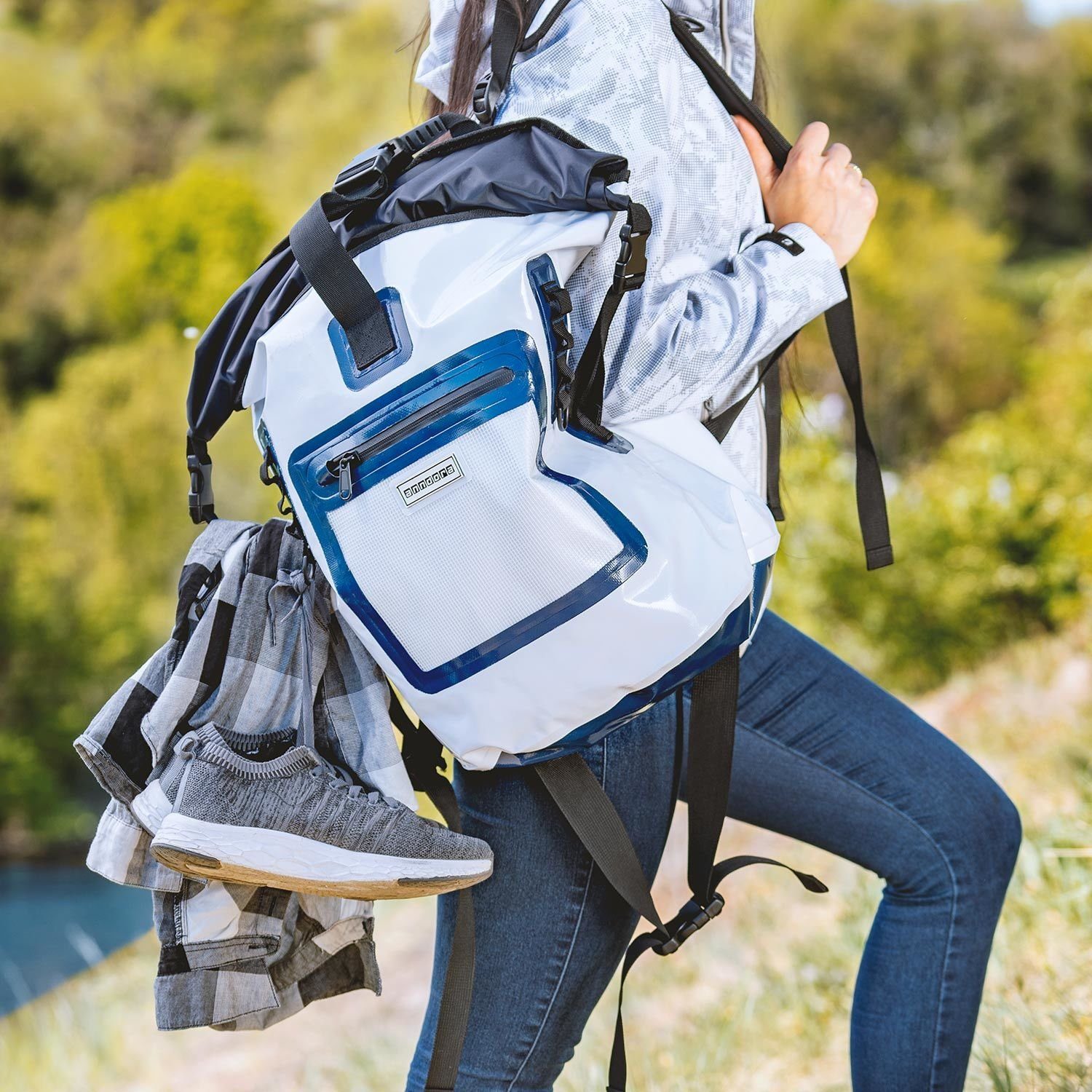 ergonomisch größenregulierbar DryBag Weiß Freizeitrucksack wasserfest Rucksack anndora 68x46x47