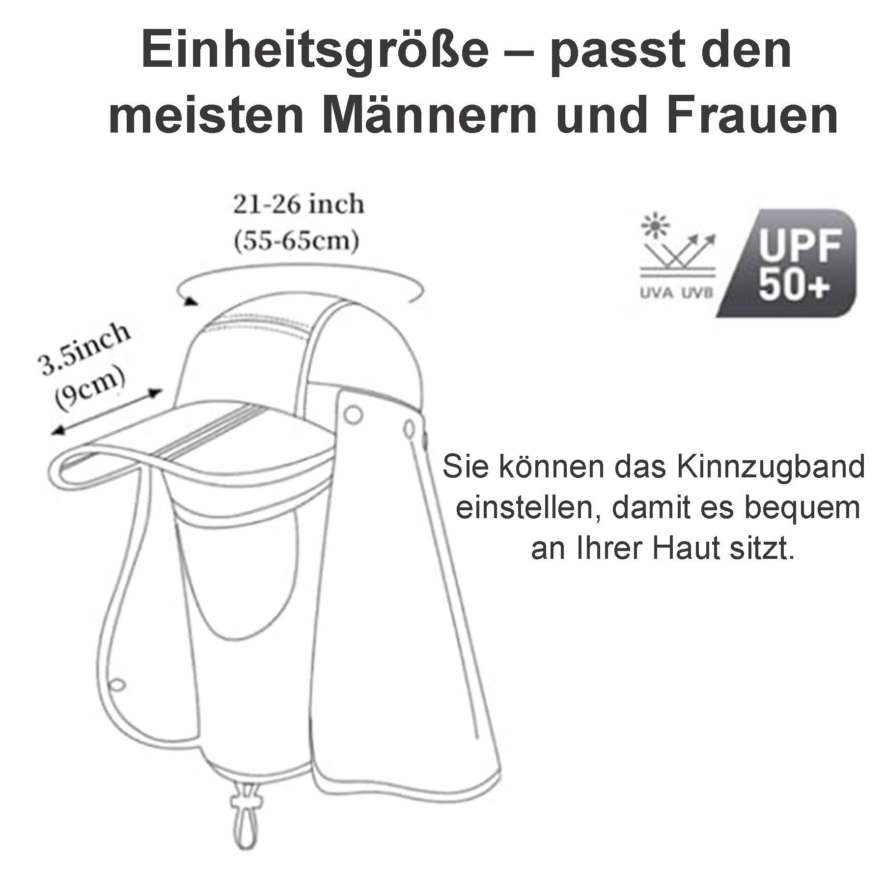 Mutig Sonnenhut Sonnenhut mit Abnehmbarer Halsklappe,Nackenklappe UV-Schutz Sonnenhüte (Herren & Damen Sommer Fischerhut mit Nackenklappe Sonnenschutz Kappe, Wi – Bild 3 von 5