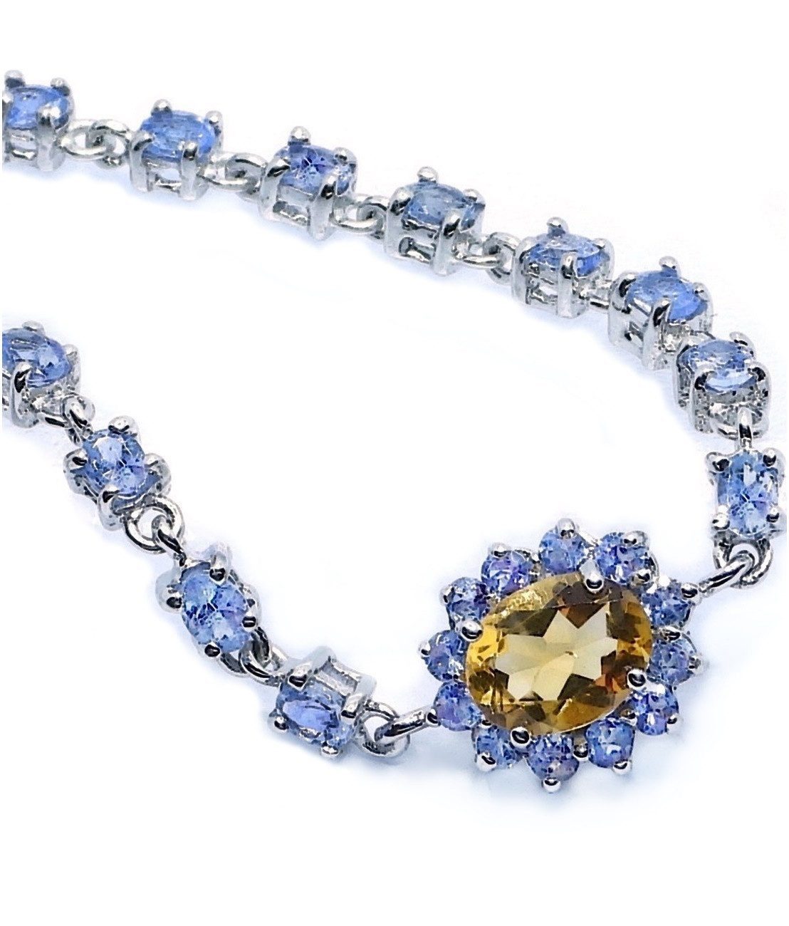 Silberarmband Tansanit Citrin Armband 925 Silber mit Edelsteine