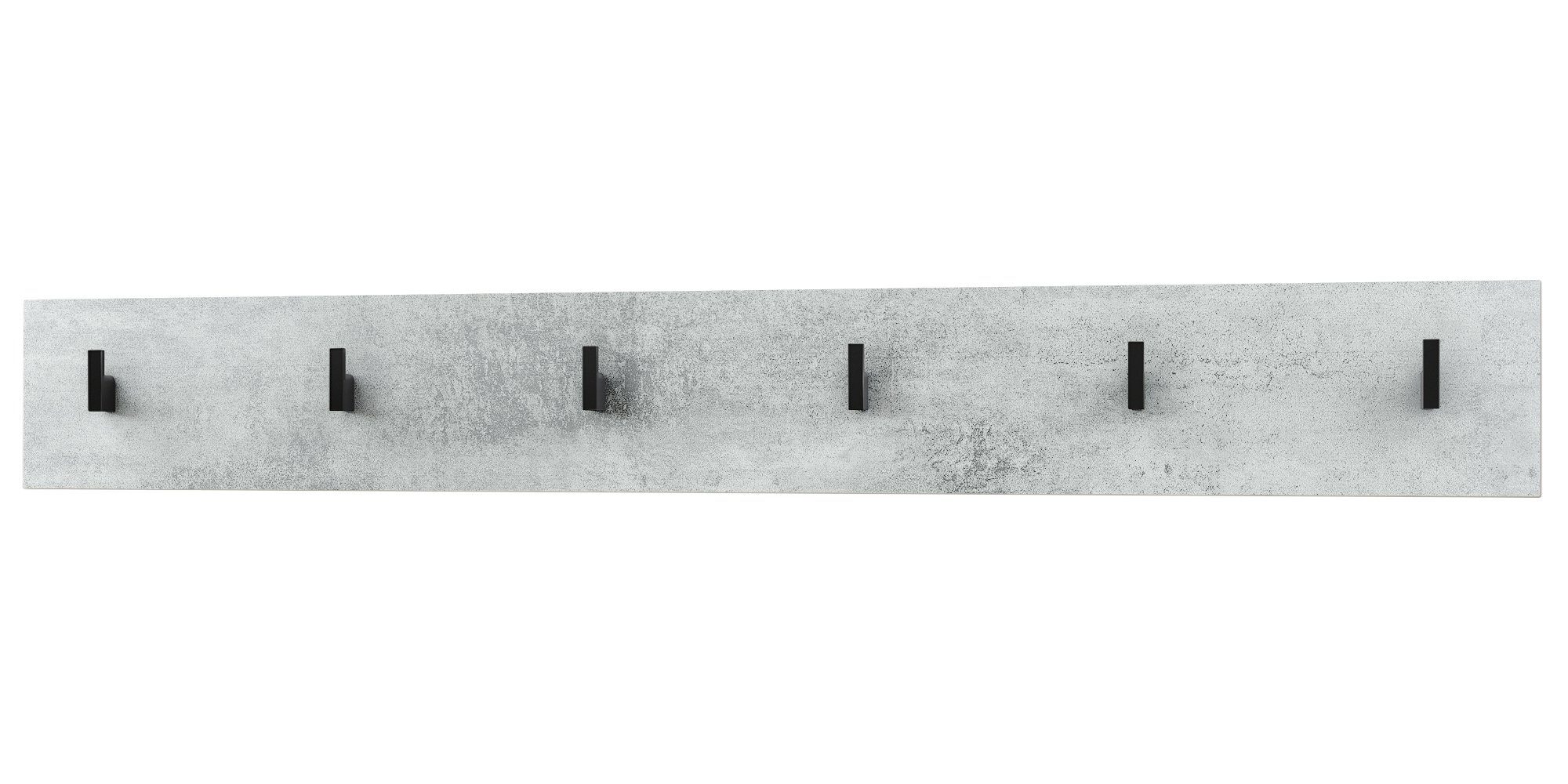 Vladon Garderobenpaneel Linea (Wandgarderobe, mit 6 Kleiderhaken), Beton Oxid Optik (110,5 x 14,5 x 3,5 cm)