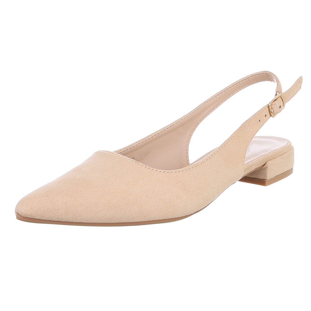 Ital-Design Eleganter Slingback Schuh mit verstellbarem Riemen Schnürpumps (91512382) Blockabsatz Schnür- & Riemchenpumps in Beige