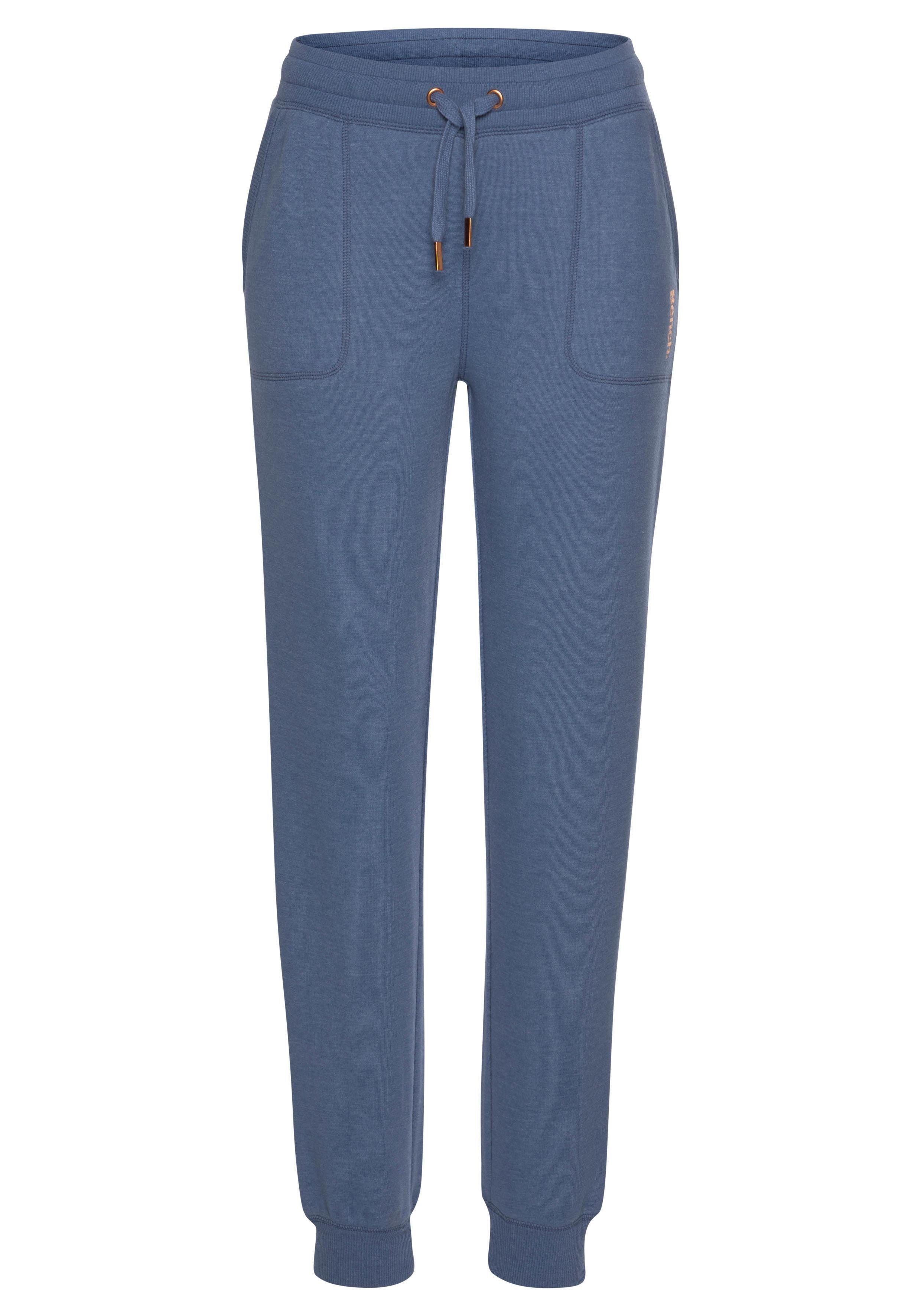 jeans-meliert Loungeanzug mit Loungewear Loungehose aufgesetzten -Sweathose Taschen, Bench.