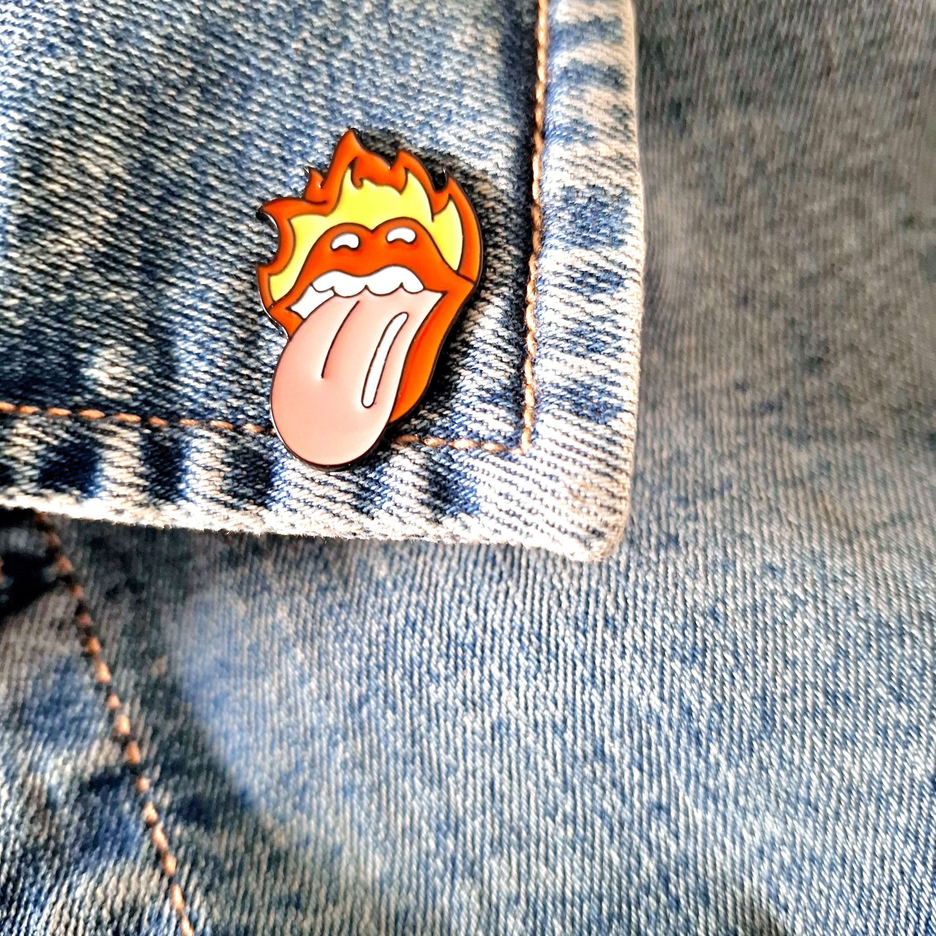 meytrade Brosche Pin Anstecker aus Metall Rock and Roll red Lips, Zunge (1-tlg), für Rock and Roll und Festival Fans