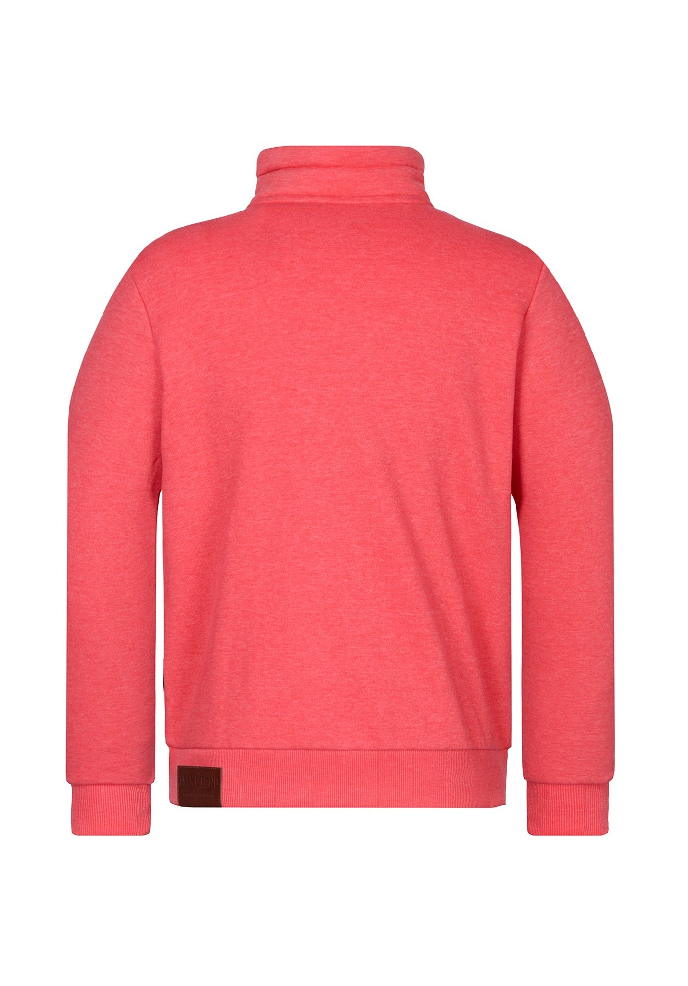 naketano Sweatjacke Herren hoher Stehkragen, Reißverschluss, Eingrifftaschen, meliert Rippbündchen, Kordelzug, Logo-Patch, Regular Fit, casual, Streetwear