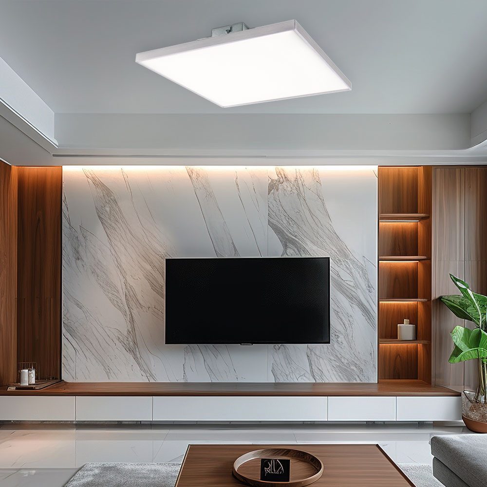 GLOBO LIGHTING LED Panel, LED-Leuchtmittel fest verbaut, Warmweiß, Deckenleuchte Aufbaupanel Aufbaulampe LED nickel-matt satiniert L 30cm
