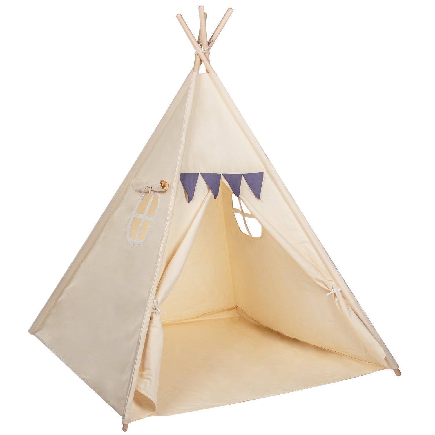 all Kids United Tipi-Zelt Kinder-Spielzelt Tipi Kinderzelt, Kinder-Zelt aus Baumwolle & Holz