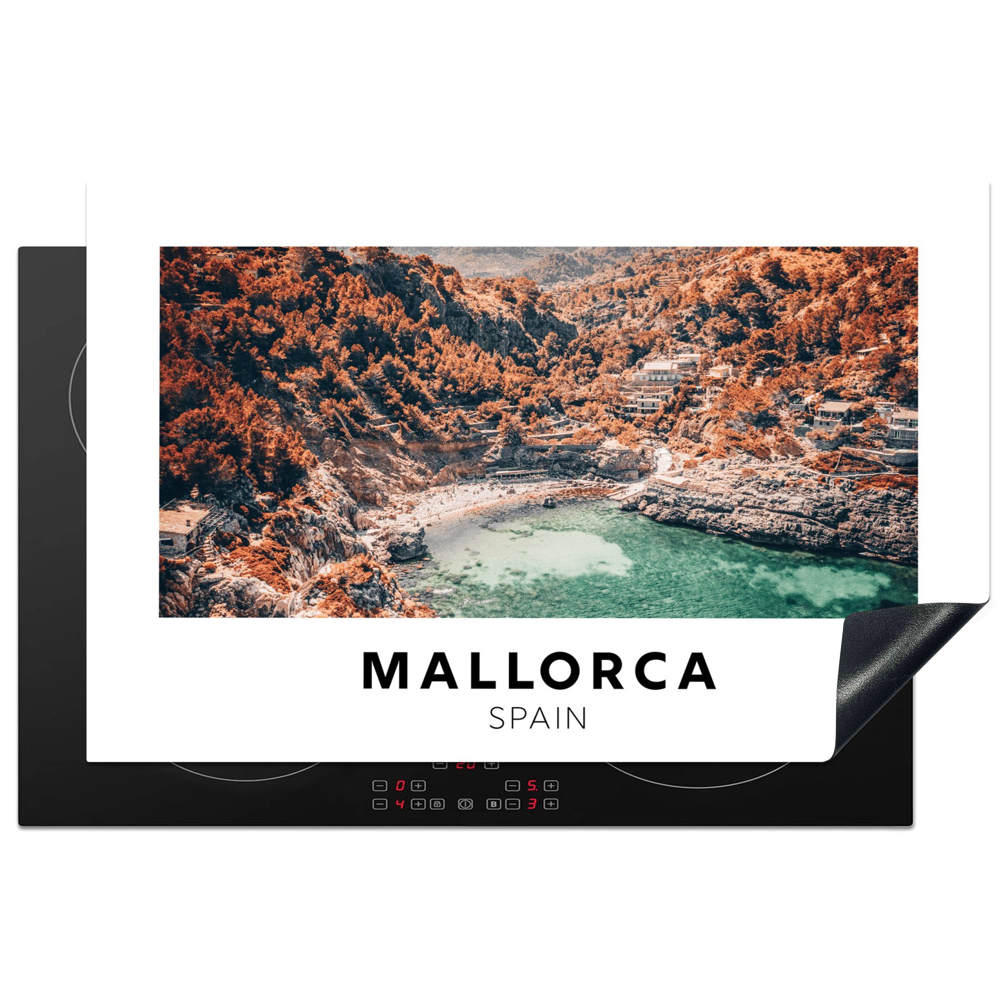 MuchoWow Herdblende-/Abdeckplatte Mallorca - Spanien - Natur, Vinyl, (1 tlg), 81x52 cm, Induktionskochfeld Schutz für die küche, Ceranfeldabdeckung