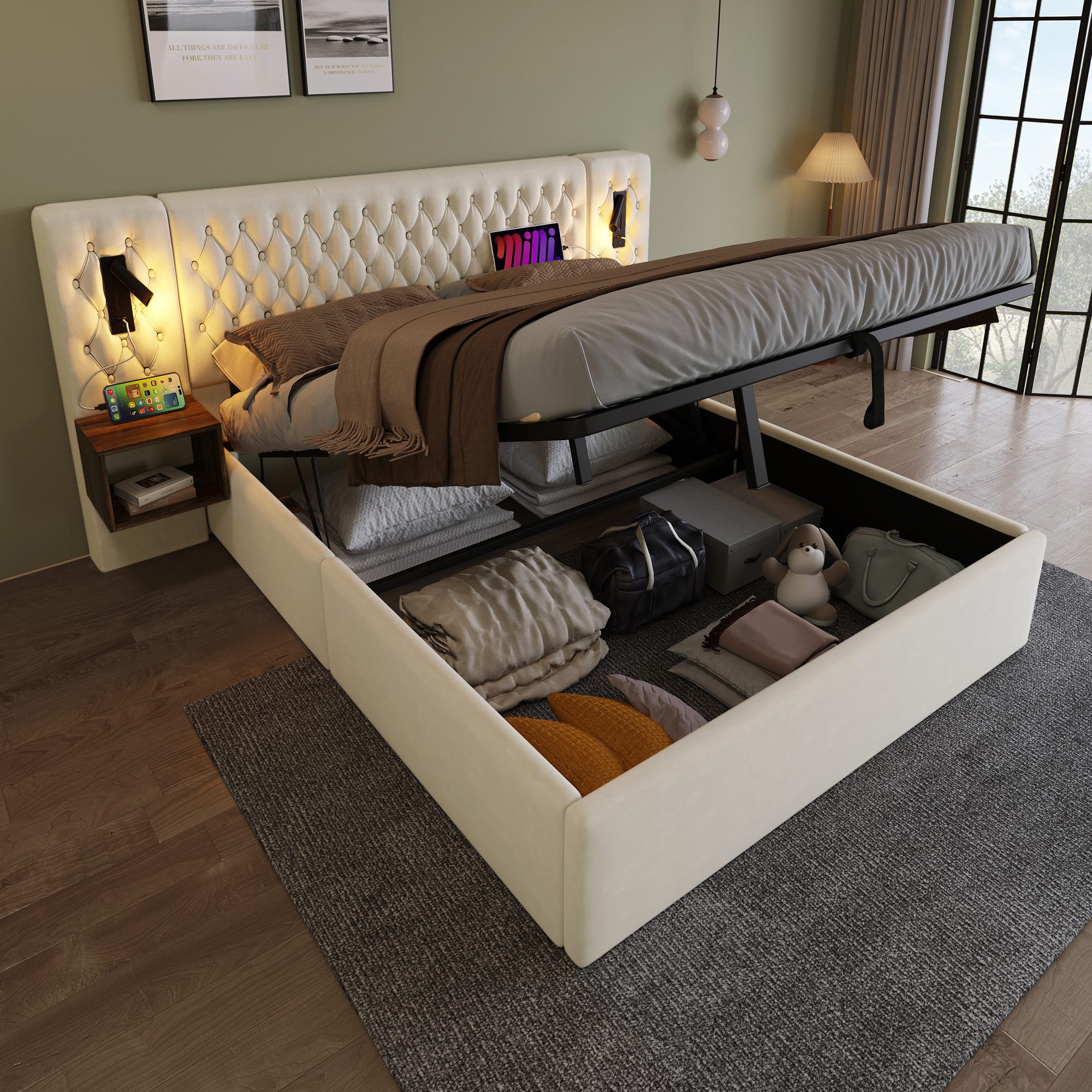 HAUSS SPOLE Polsterbett Hydraulisch Bett 180×200cm günstig online kaufen